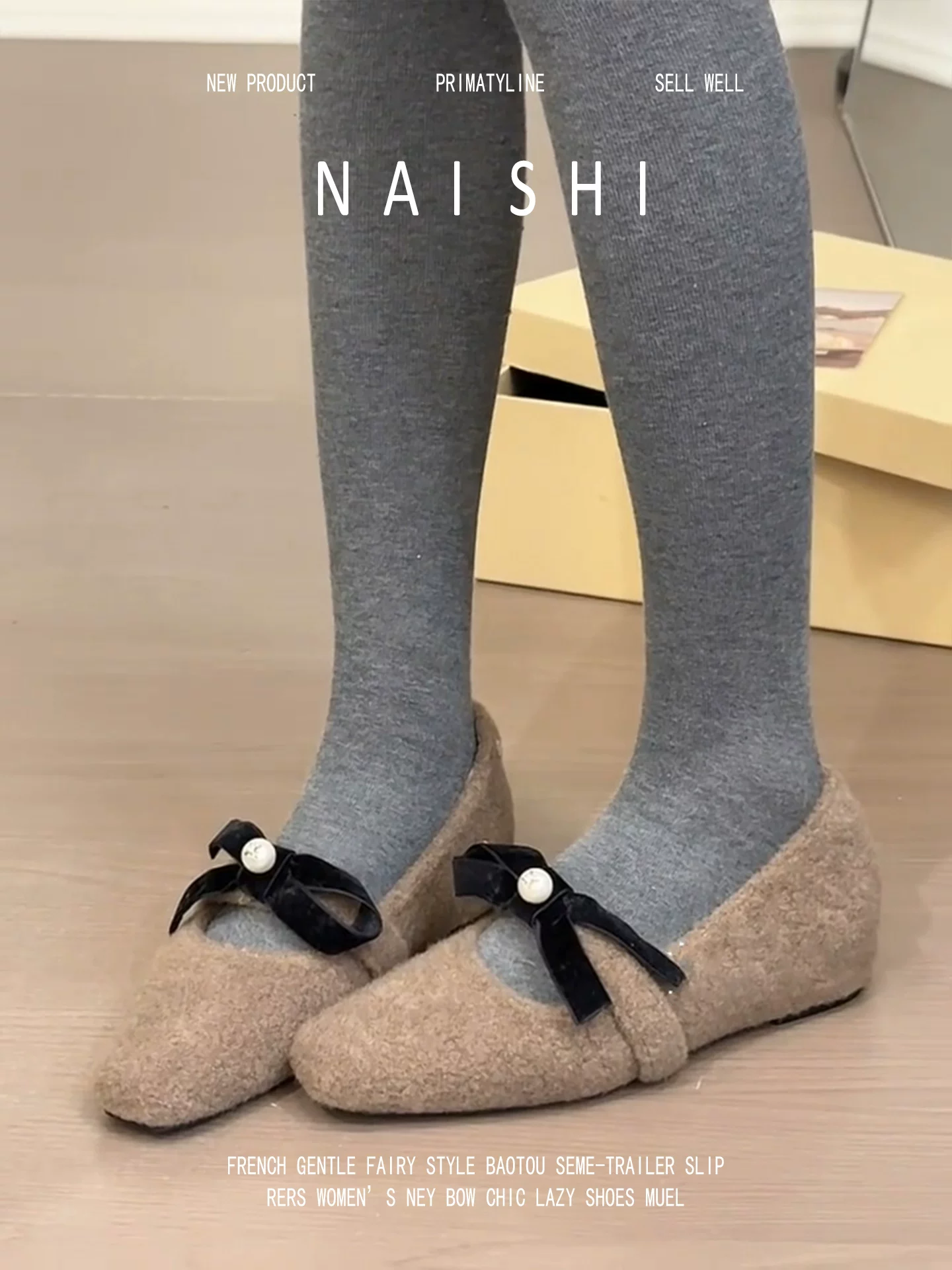 Phiên bản da cừu! Giày Mary Jane lông nhung tăng chiều cao kiểu retro với nơ kiểu Pháp, đa năng và sành điệu, giày cotton lót lông cừu mùa đông.