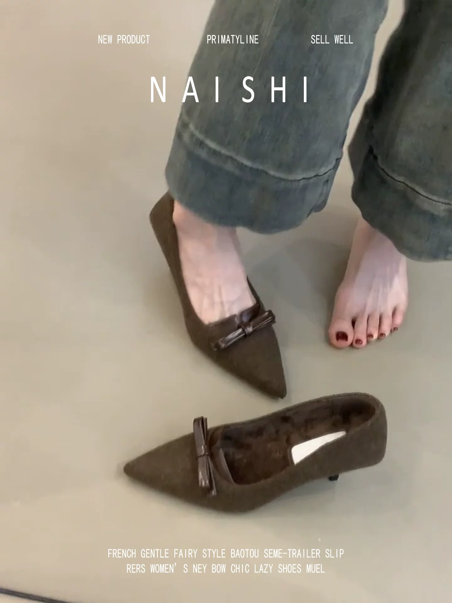 Phiên bản da cừu! Giày cao gót lông thú kiểu Pháp với nơ cổ điển, miệng giày nông, gót nhọn, giày dạ hội mùa đông bằng lông nhung dành cho nữ.