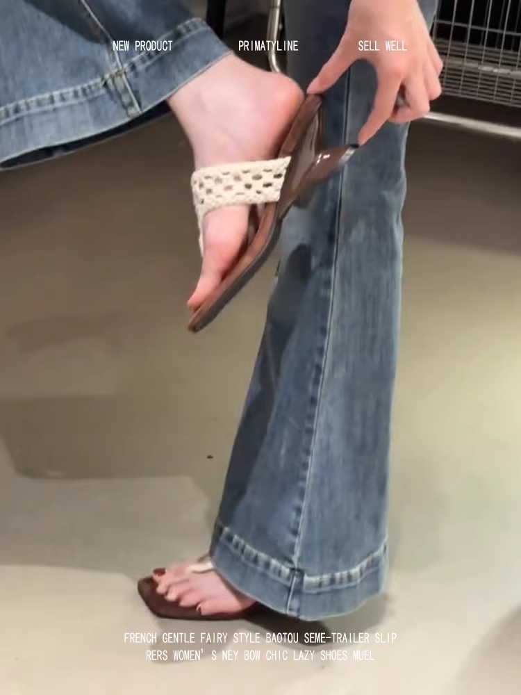 Phiên bản da cừu! Dép xỏ ngón dệt kiểu cổ điển với thiết kế rỗng mùa hè, dép cao gót đế xuồng độc đáo.