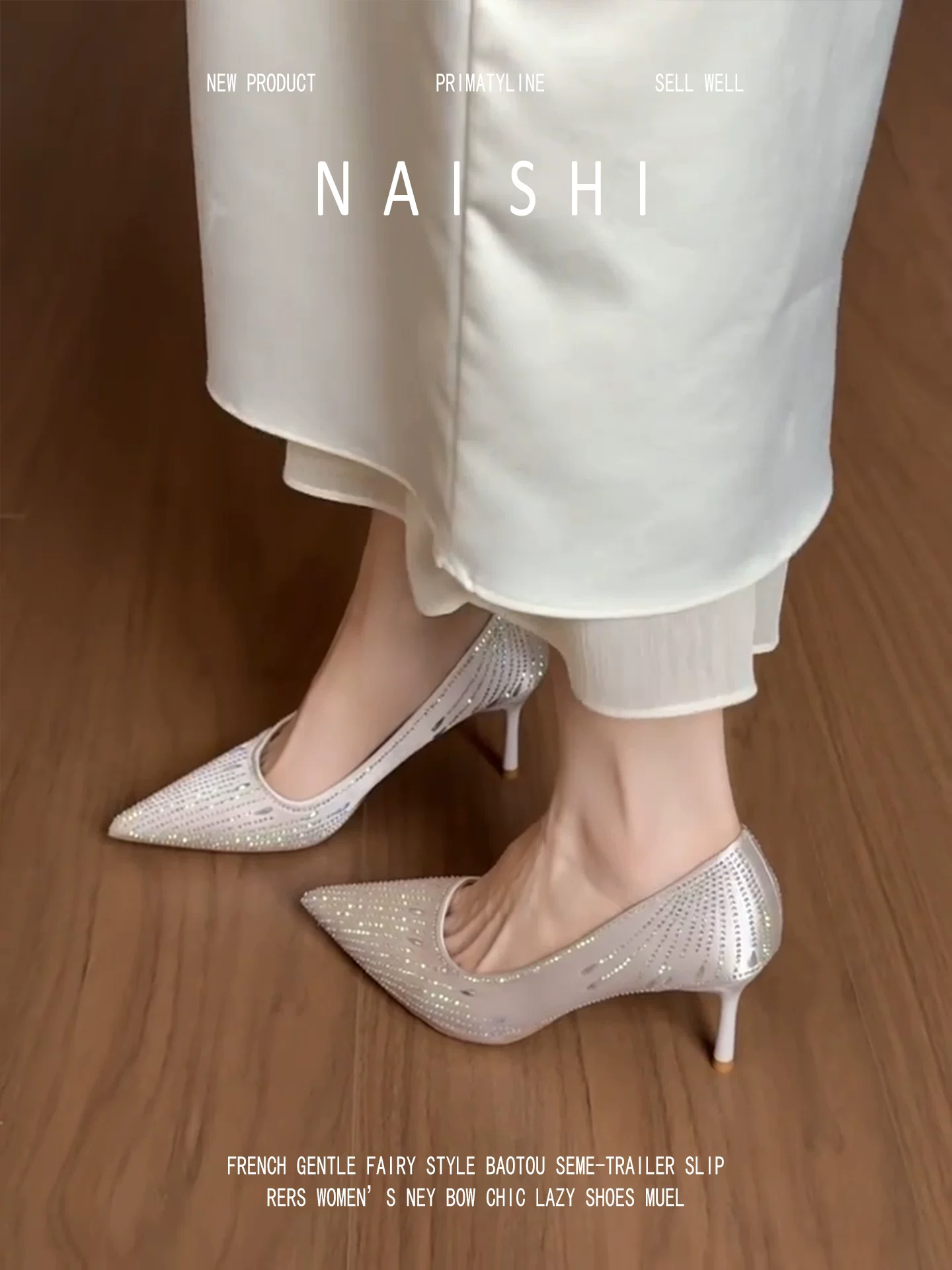 Phiên bản da cừu! Váy cưới Xiuhe, giày cô dâu hai dây, giày cao gót mũi nhọn đính đá, giày cao gót mũi nhọn đế thấp, giày phù dâu.