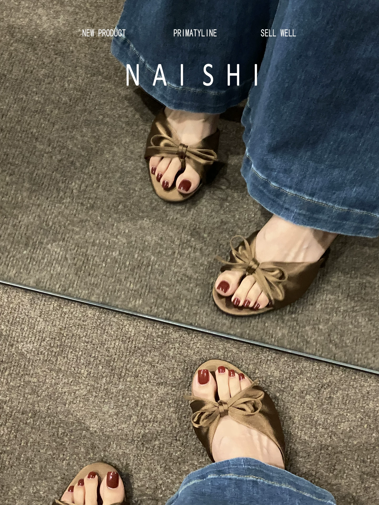 Phiên bản da cừu! Dép sandal satin Pháp dành cho nữ, kiểu buộc nơ, mũi hở, gót cao, kiểu xỏ ngón.