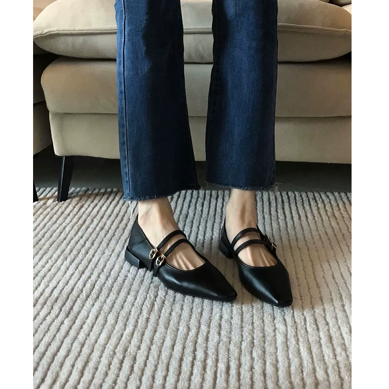 Phiên bản da cừu! Giày cao gót mũi nhọn quai ngang cổ điển cao cấp dành cho nữ, chất liệu da mềm, gót dày, kiểu dáng Mary Jane dành cho buổi tối.