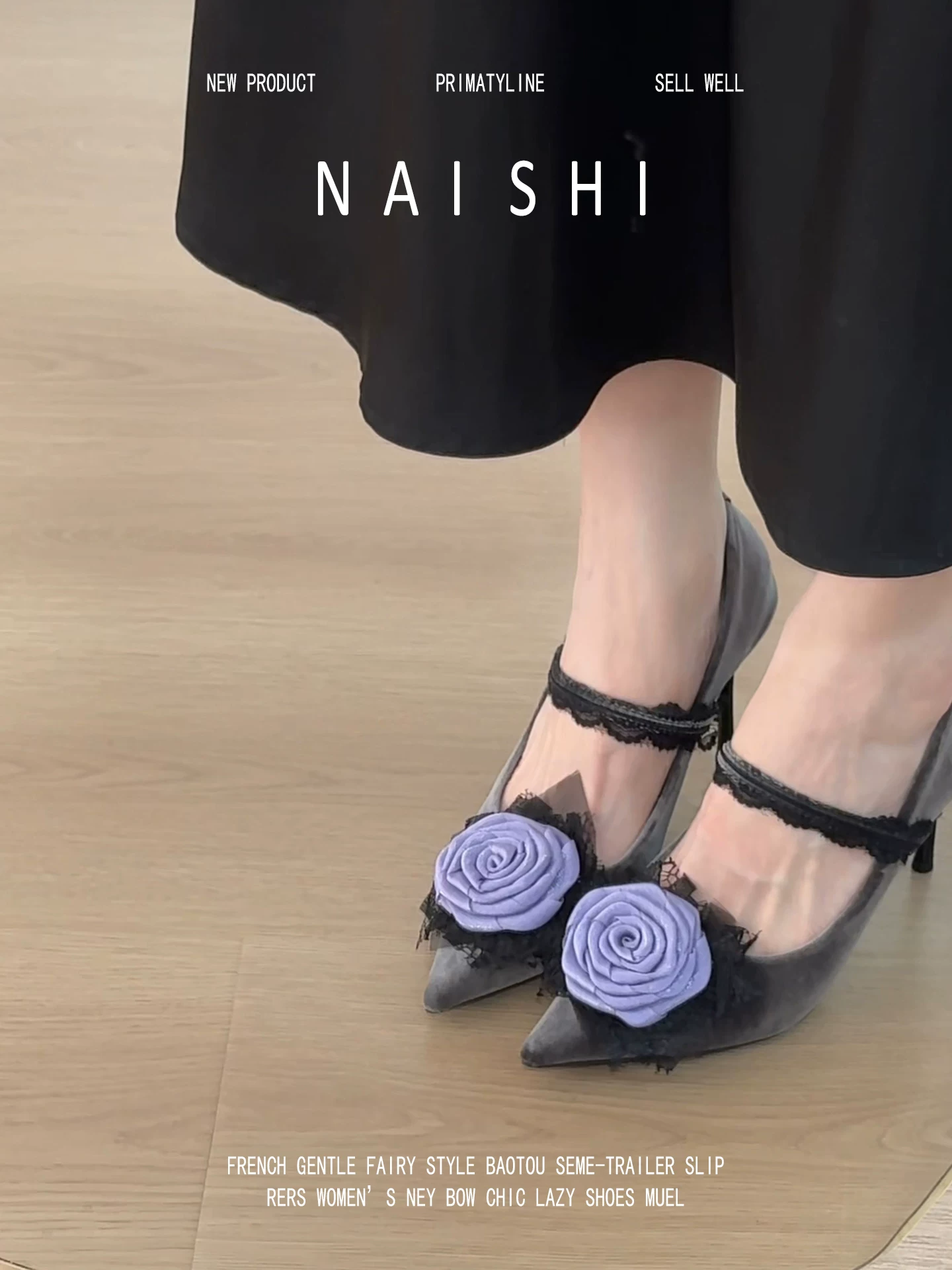 Phiên bản da cừu! Giày cao gót lolita màu tím phong cách Pháp, giày cao gót mũi nhọn, giày dự tiệc dành cho phụ nữ.