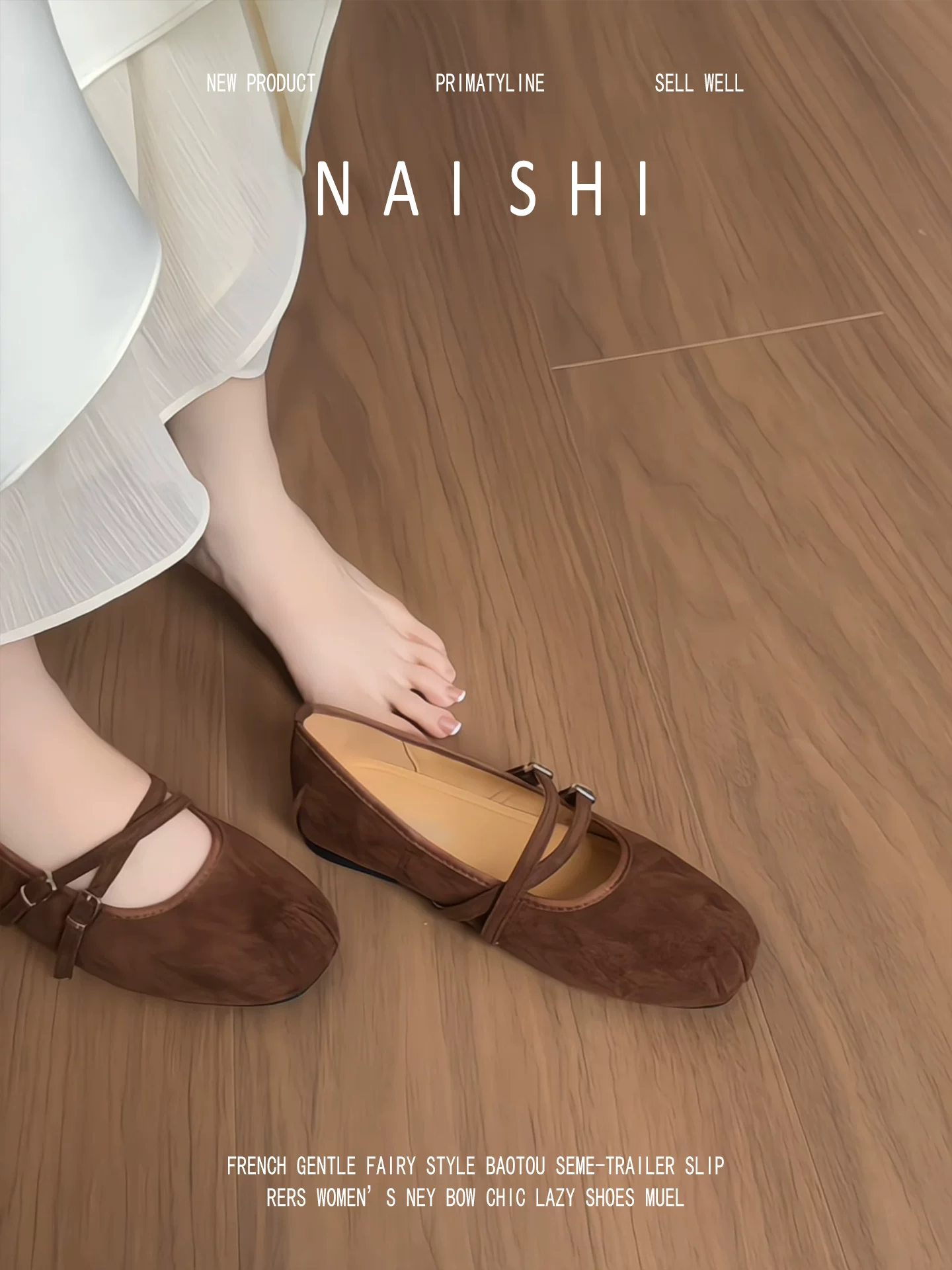 Phiên bản da cừu! Giày Mary Jane màu nâu cổ điển dành cho nữ với quai chéo, mũi tròn kiểu ballet, giày bà ngoại bằng da lộn nông.