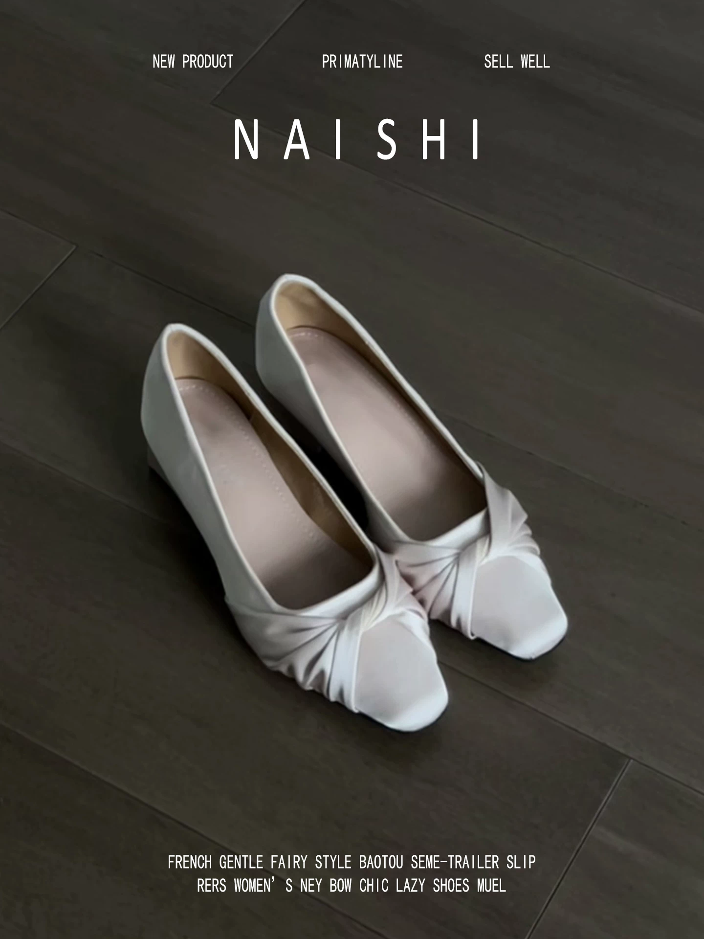 Phiên bản da cừu! Giày Mary Jane đế thấp bằng vải satin xếp ly kiểu Pháp dành cho nữ, phong cách nhẹ nhàng, giày đế vuông nhỏ thanh lịch, gót vuông.