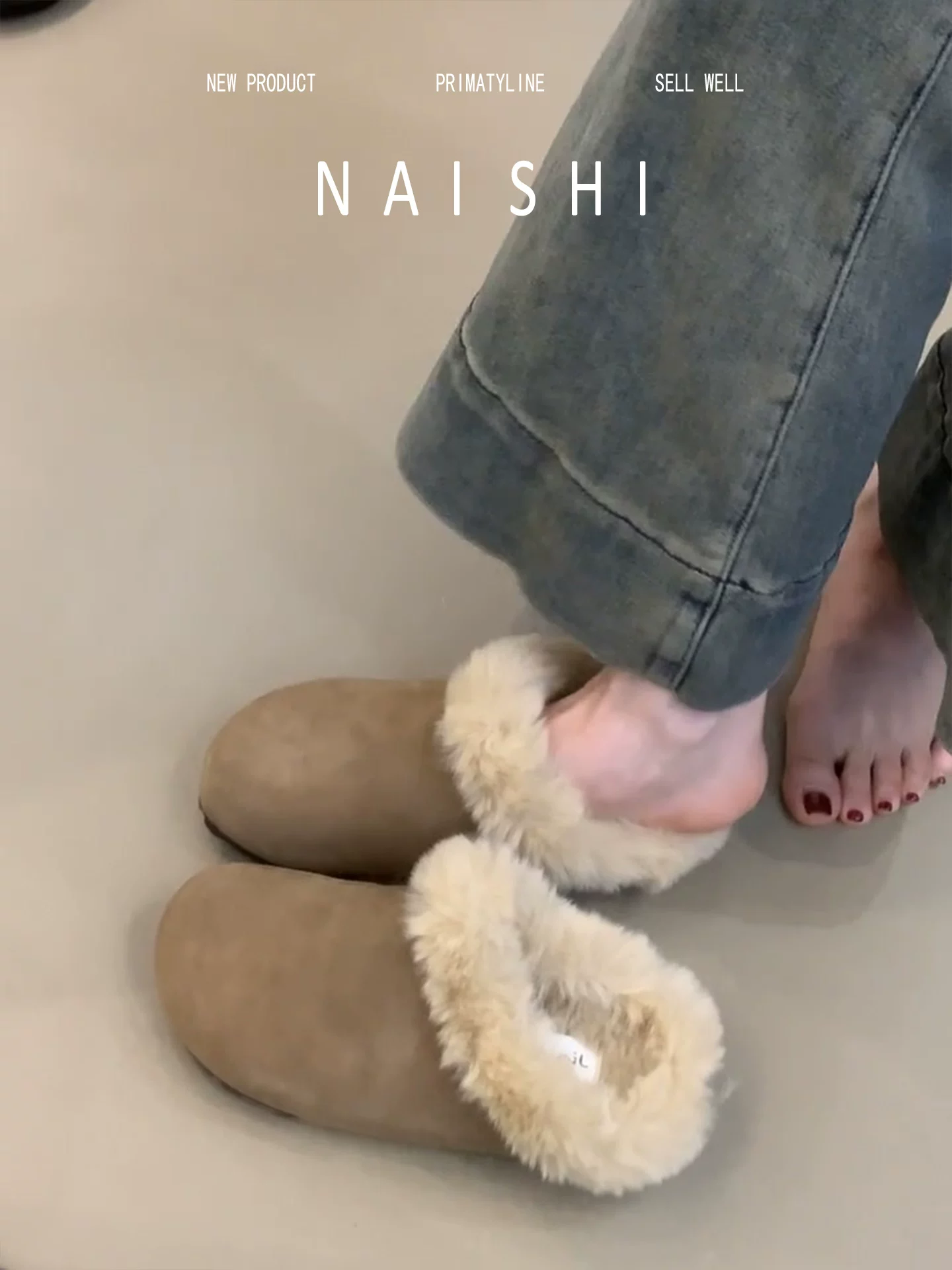 Phiên bản da cừu! Giày lông thú cổ điển dành cho nữ, giày mùa đông ấm áp kiểu Birkenstock, dép bông đế dày, mũi kín, phong cách giản dị.