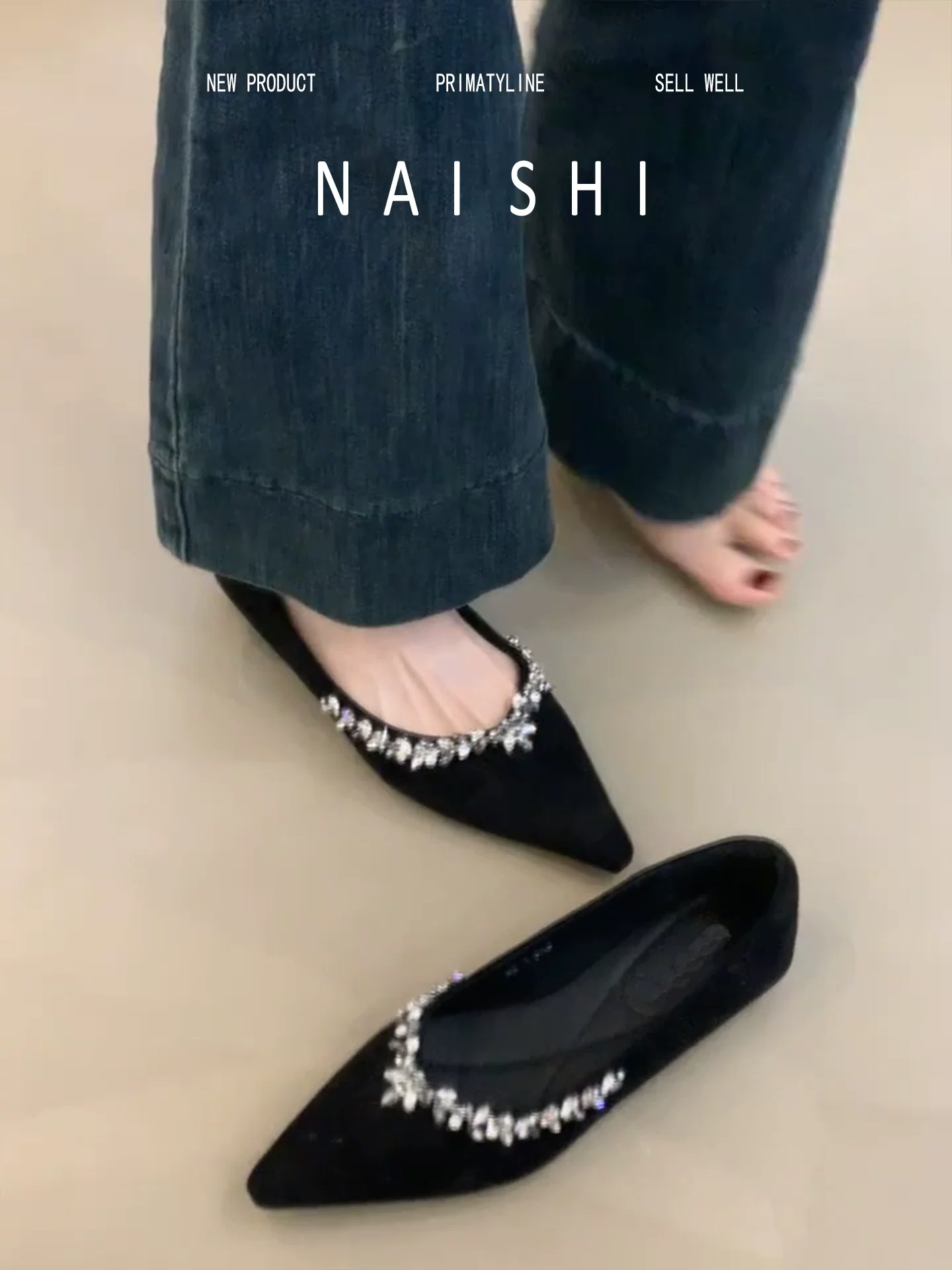 Phiên bản da cừu! Giày Mary Jane mũi nhọn đính đá phong cách Pháp dành cho nữ, mang lại cảm giác cao cấp, tăng chiều cao, phù hợp với váy, giày cao gót thanh lịch.