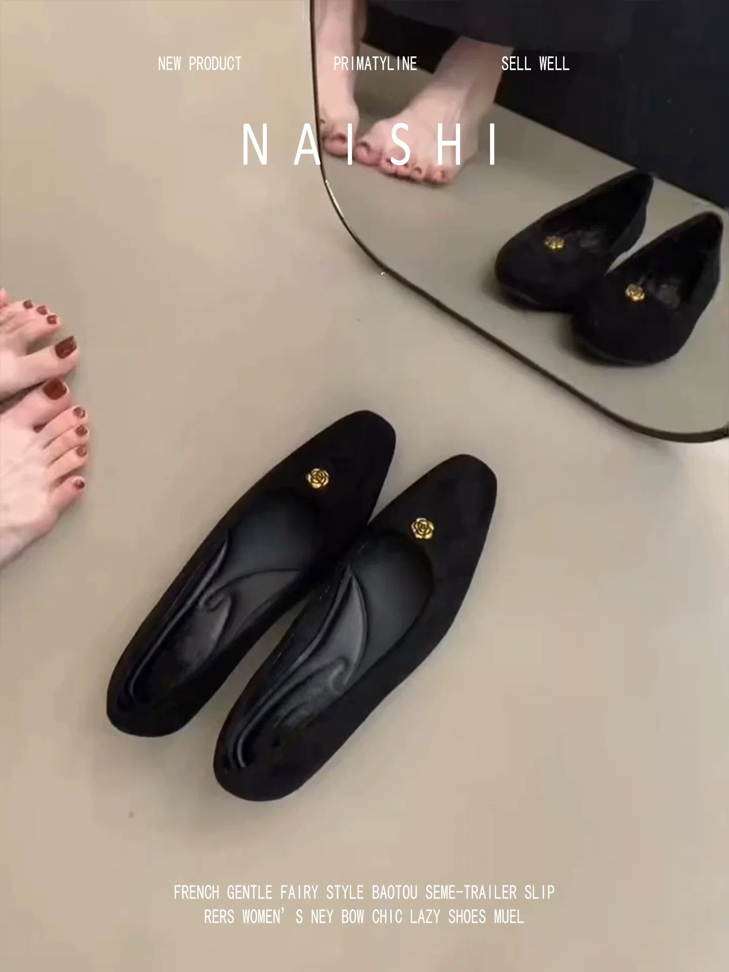 Phiên bản da cừu! Giày quai ngang đơn giản kiểu retro hoa trà dành cho nữ, giày Mary Jane đế bằng phong cách dạ hội, giày lười len đi làm.