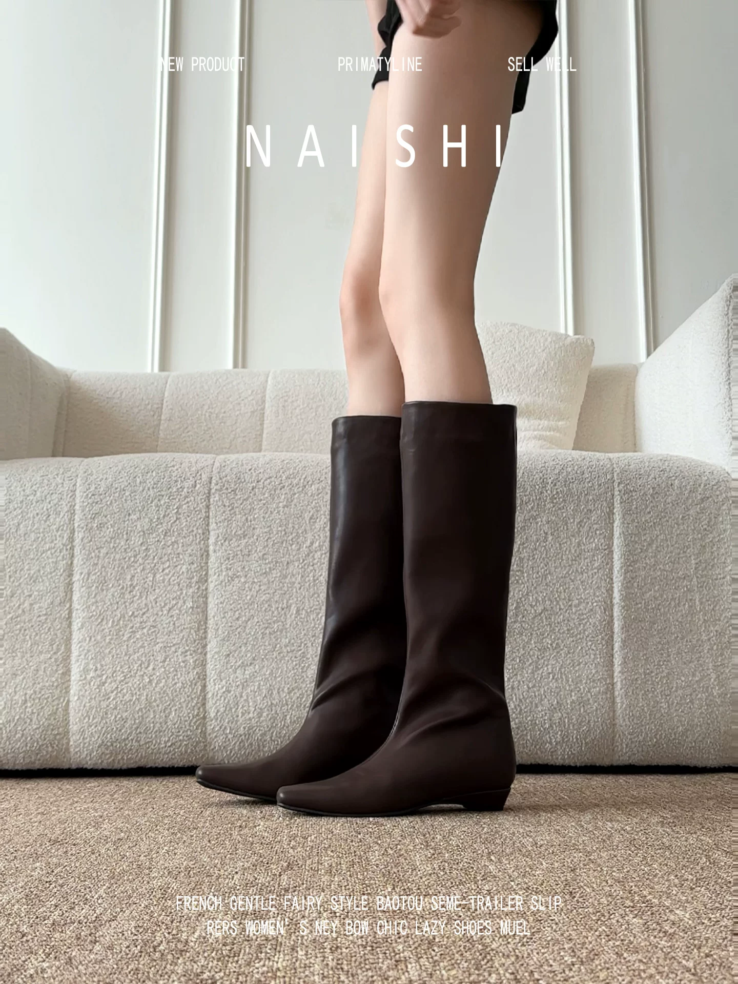 Phiên bản da cừu! Bốt cao cổ mũi vuông có tăng chiều cao ẩn, bốt thon gọn cho nữ, bốt đa năng đi xe, bốt cao bồi kiểu miền hoang.