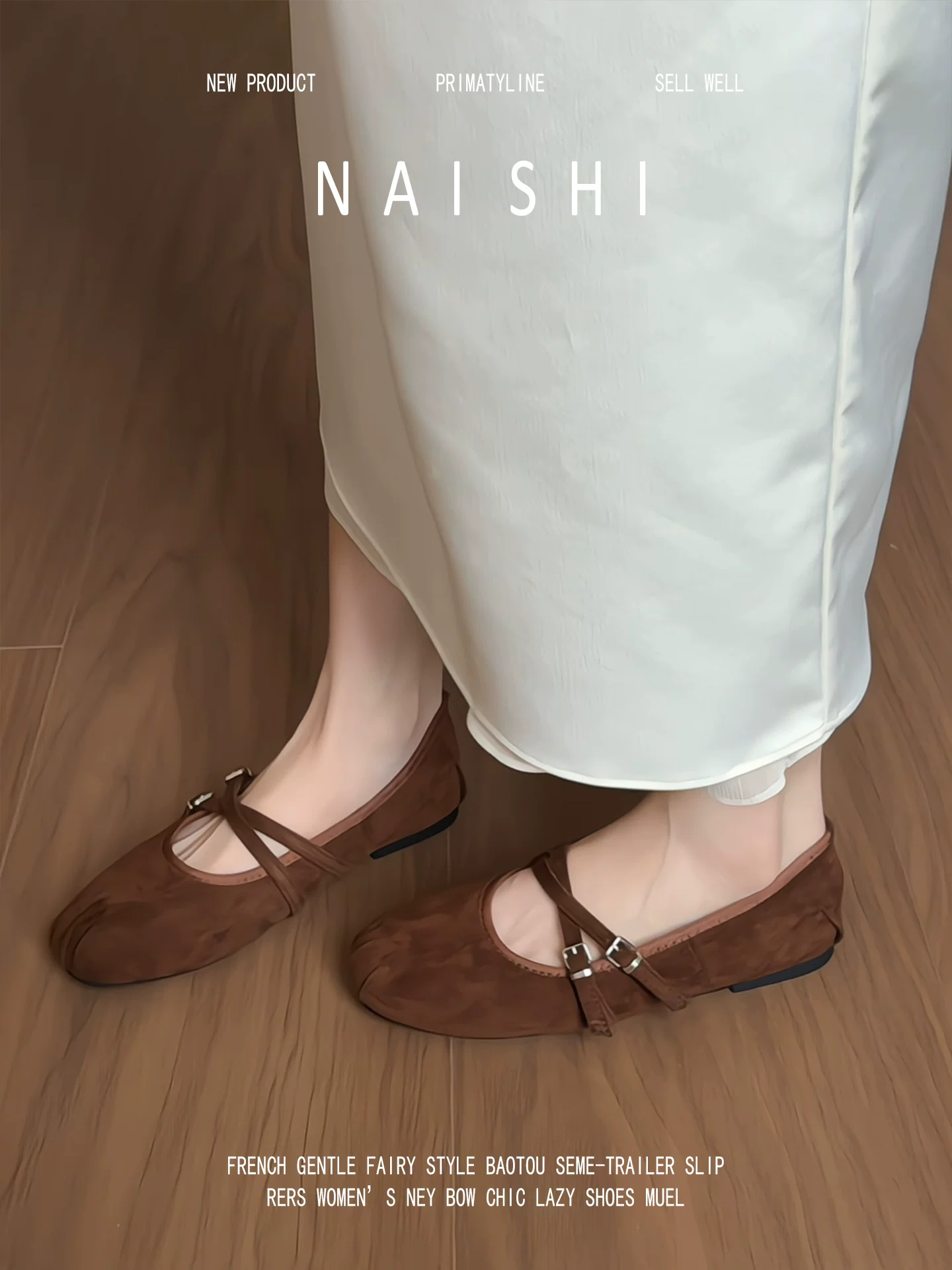Phiên bản da cừu! Giày Mary Jane màu nâu cổ điển dành cho nữ với quai chéo, mũi tròn kiểu ballet, giày bà ngoại bằng da lộn nông.