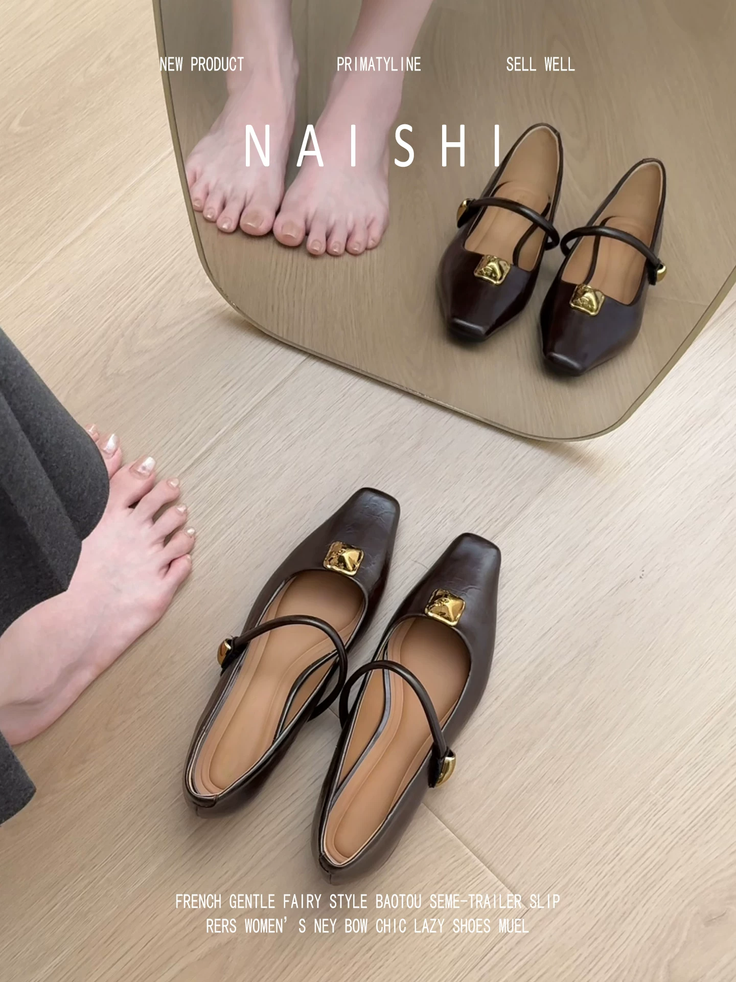 Phiên bản da cừu! Giày Mary Jane da thật cổ điển dành cho nữ với dây quai khóa đơn, phong cách đi làm, giày bệt thanh lịch mang lại cảm giác cao cấp, giày lười đế thấp.