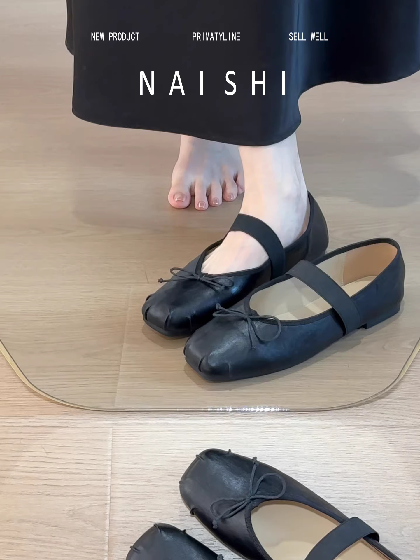 Phiên bản da cừu! Giày Mary Jane đế bằng kiểu retro, giày ba lê màu đen phối cùng váy, giày đơn giản phong cách dạ hội dành cho nữ.