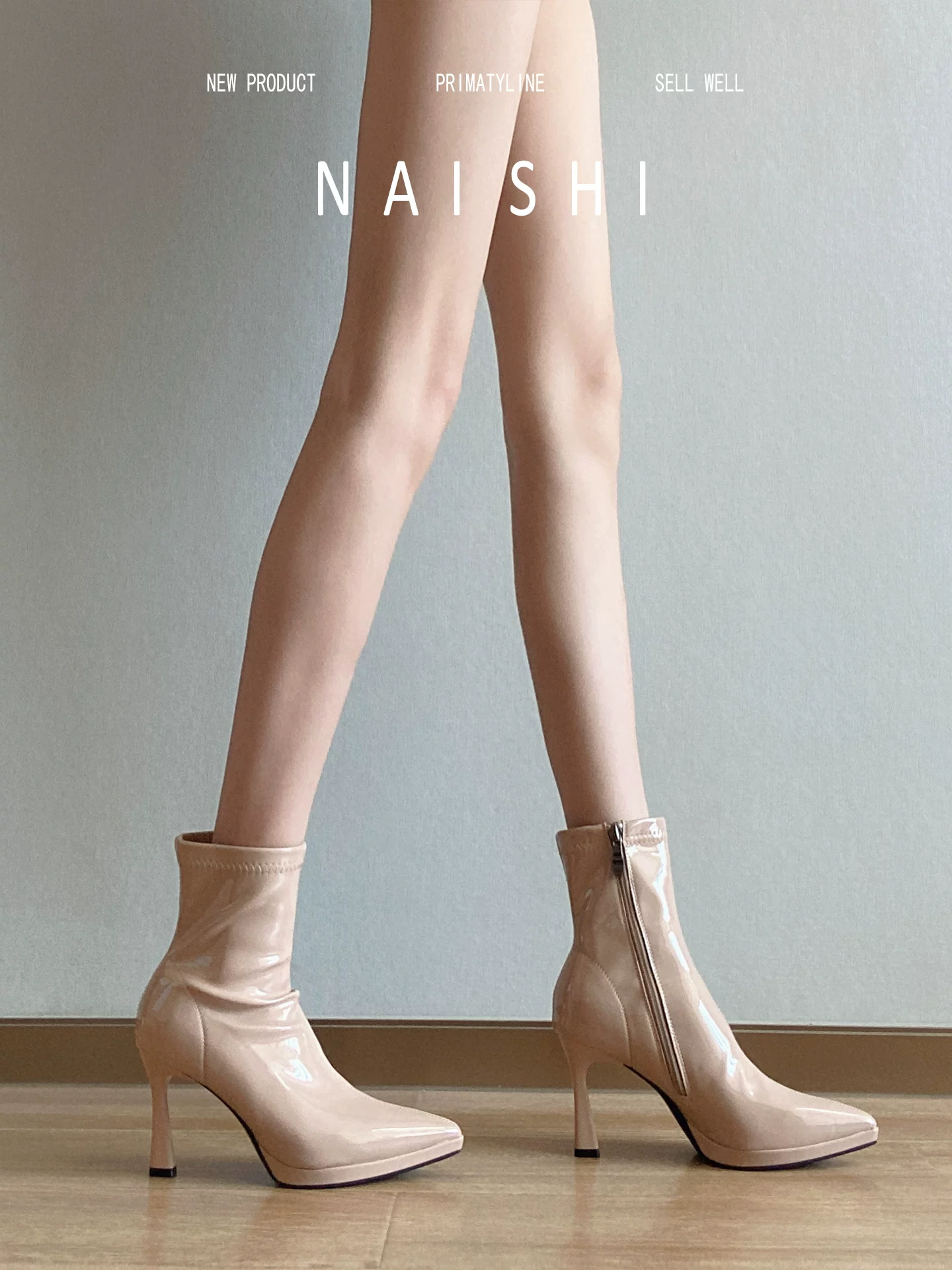 Phiên bản da cừu! Giày cao gót mũi nhọn bằng da bóng màu nude, thời trang và thanh lịch, gót mỏng, giày ôm sát co giãn, giày ngắn kiểu Pháp dành cho nữ.