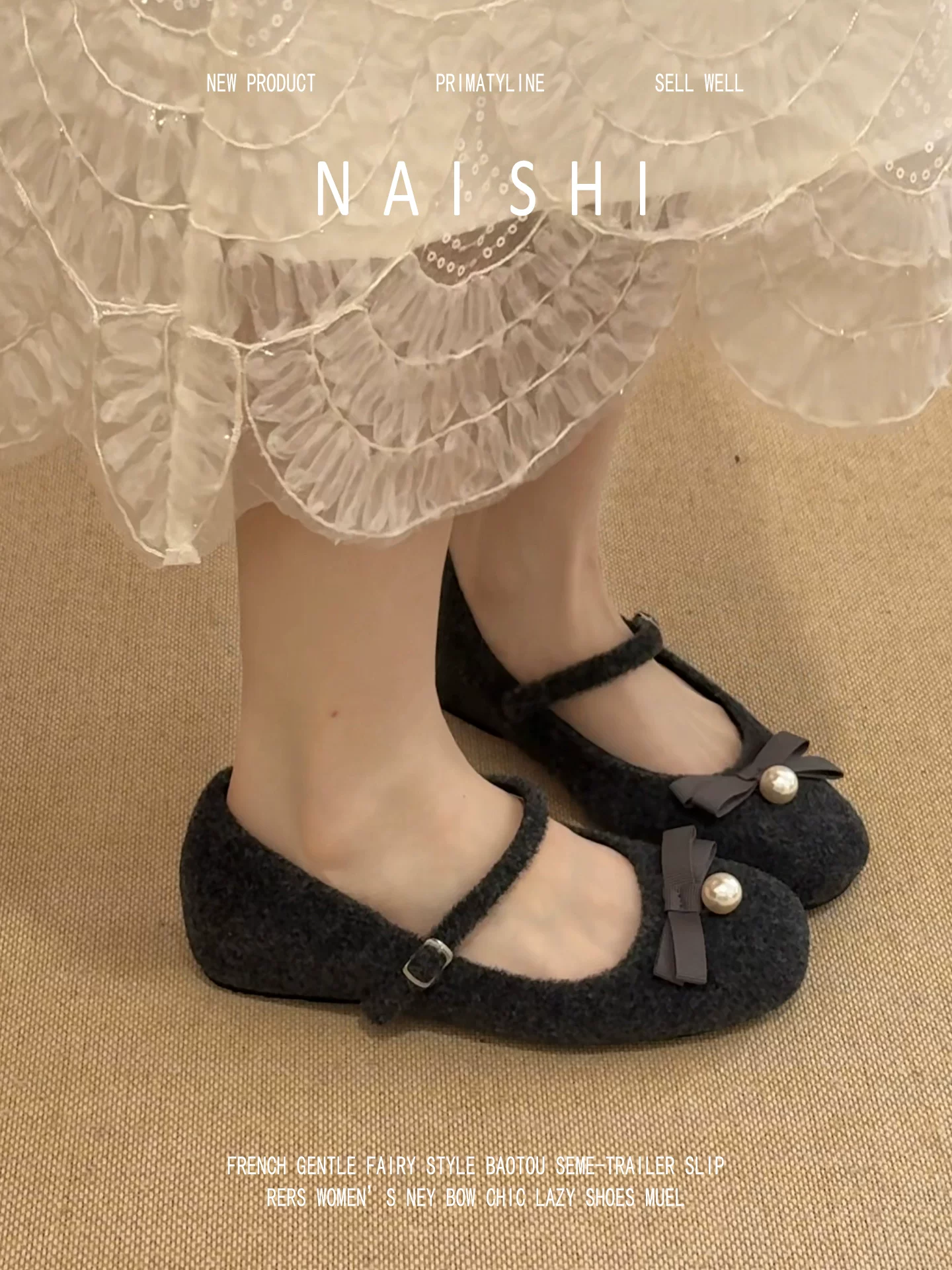 Phiên bản da cừu! Giày Mary Jane len cổ điển dành cho nữ với dây đeo khóa đơn, giày đơn giản kiểu Chanel có nơ ngọc trai và lông nhung.