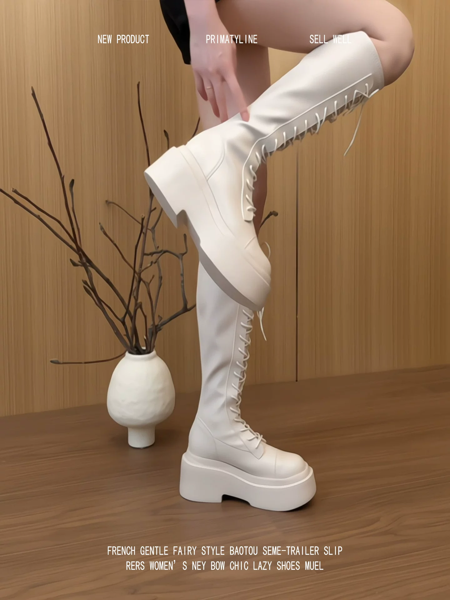 Phiên bản da cừu! Giày bốt cao cổ màu trắng đế dày dành cho người nhỏ nhắn, kiểu Hàn Quốc, giày bốt cao cổ đa năng, mũi tròn, buộc dây kiểu Martin.