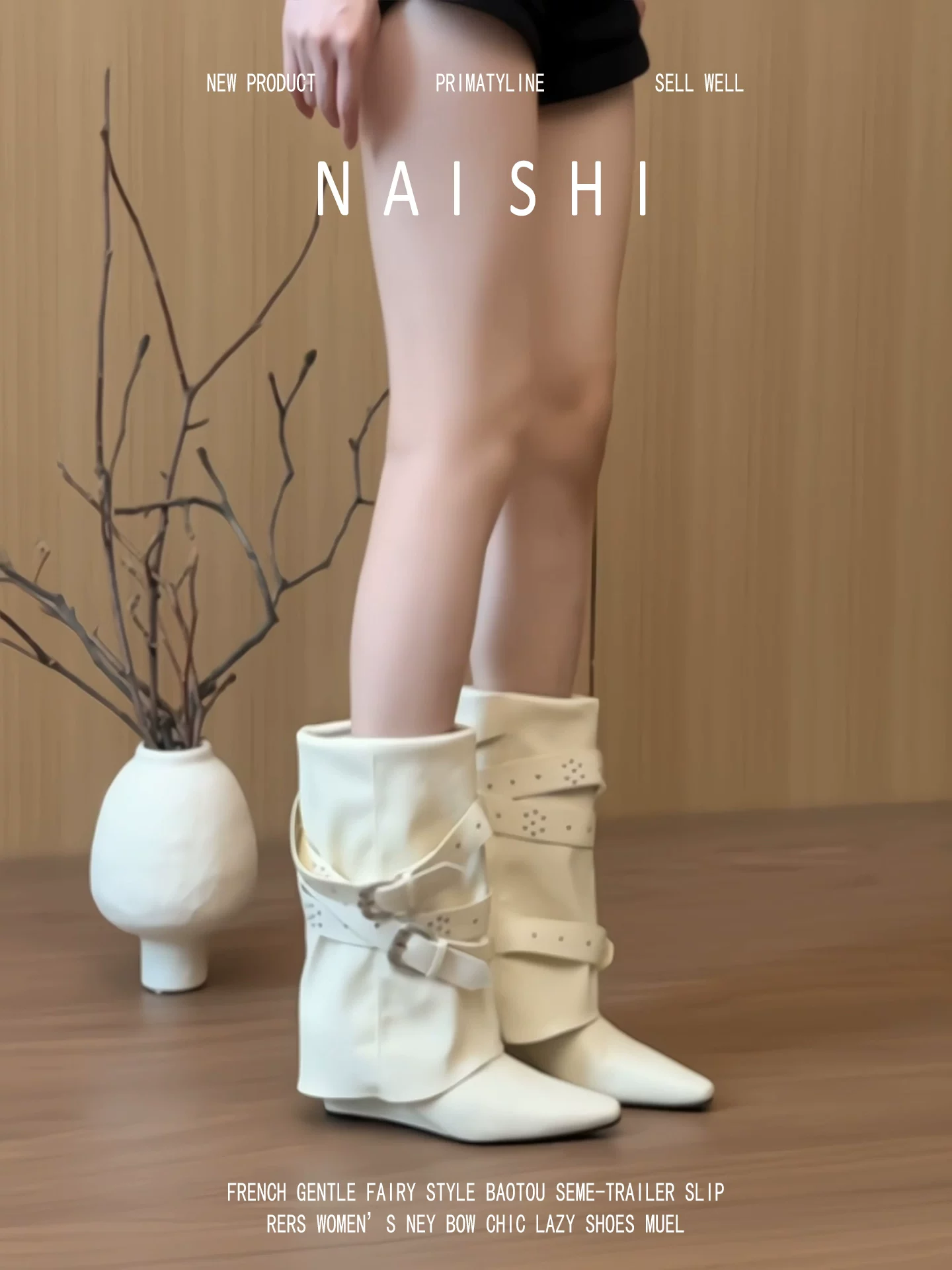 Phiên bản da cừu! Giày bốt nữ kiểu bootcut đính đinh tán thời trang, giày bốt cổ ngắn mũi nhọn thiết kế cao cấp có khóa thắt lưng, giày bốt cưỡi ngựa gót dày cao đến giữa bắp chân.