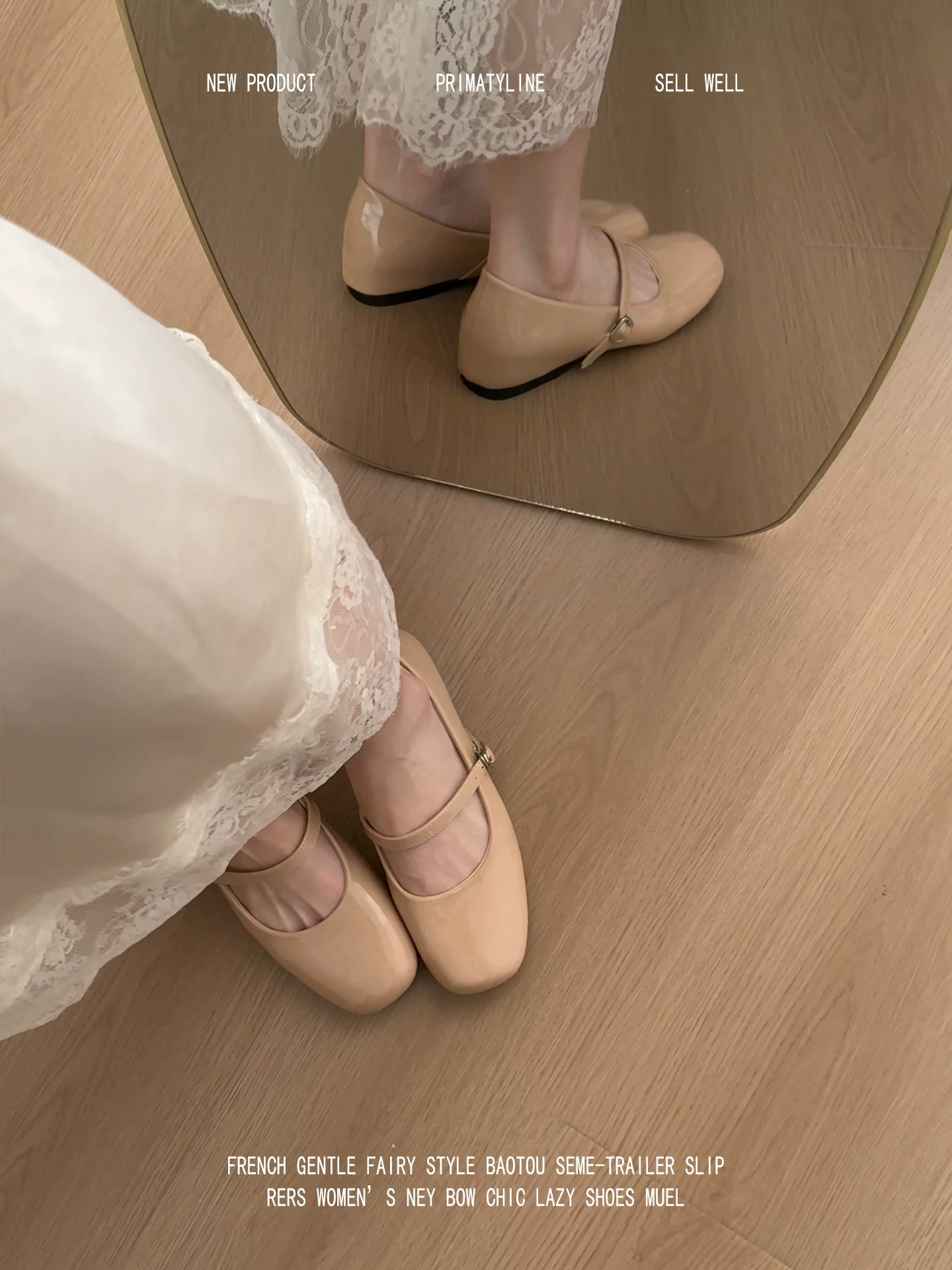 Phiên bản da cừu! Giày Mary Jane da bóng cổ điển quai đơn màu nude có đế tăng chiều cao ẩn dành cho nữ, giày da mũi tròn nhỏ đa năng.