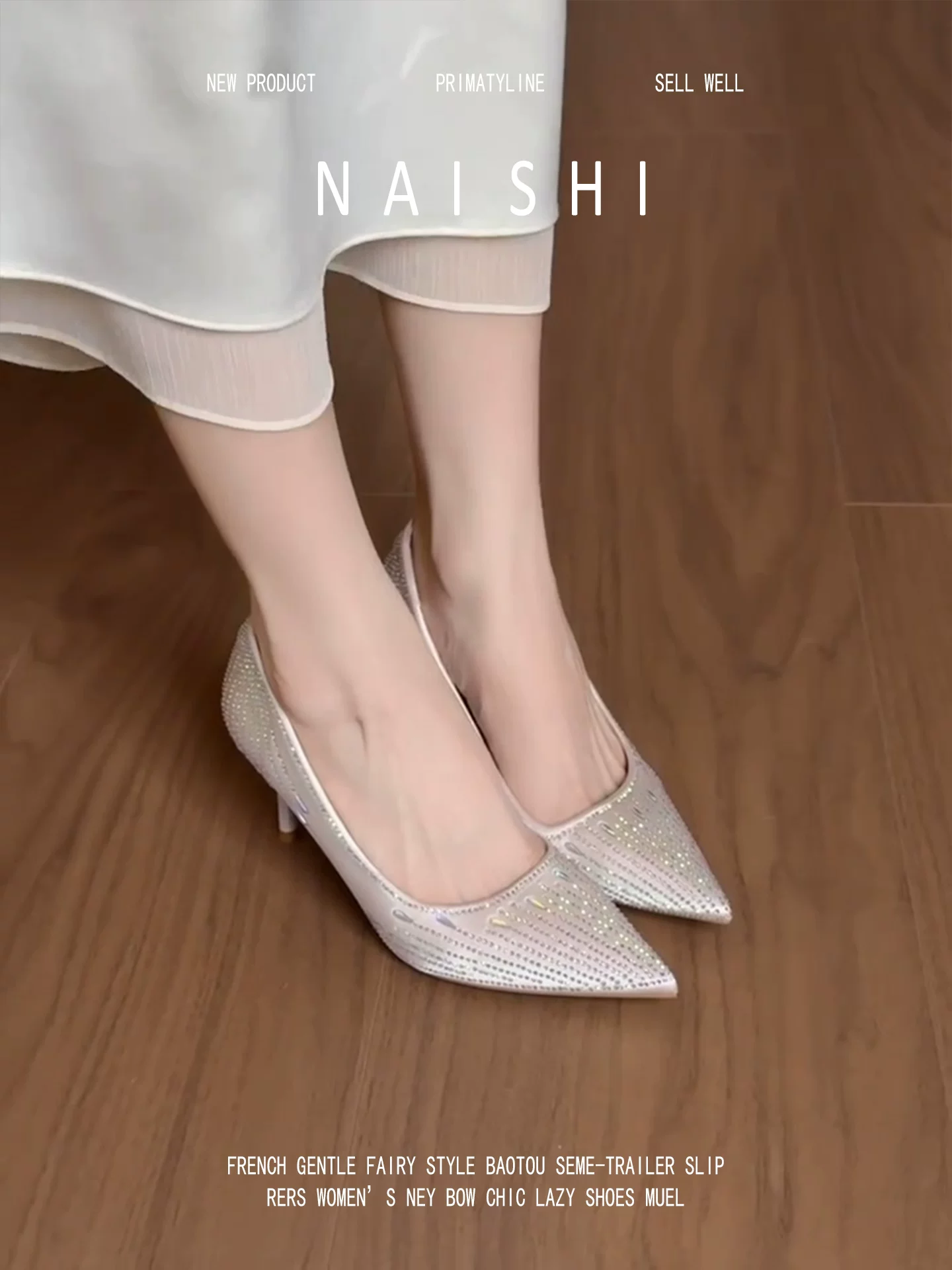 Phiên bản da cừu! Váy cưới Xiuhe, giày cô dâu hai dây, giày cao gót mũi nhọn đính đá, giày cao gót mũi nhọn đế thấp, giày phù dâu.