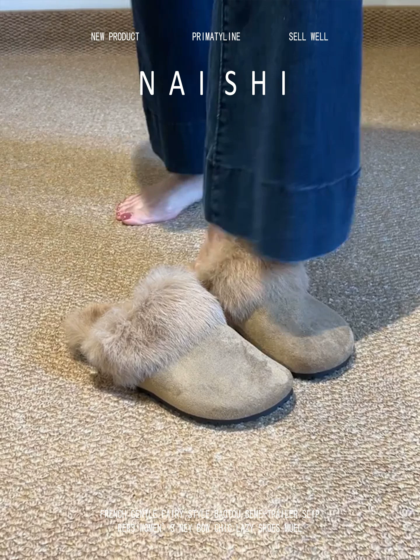 Phiên bản da cừu! Dép nửa ngón có lót lông cừu ấm áp kiểu cổ điển dành cho nữ, giày cotton đế dày kiểu Birkenstock thông thường, dép lông thú đa năng.