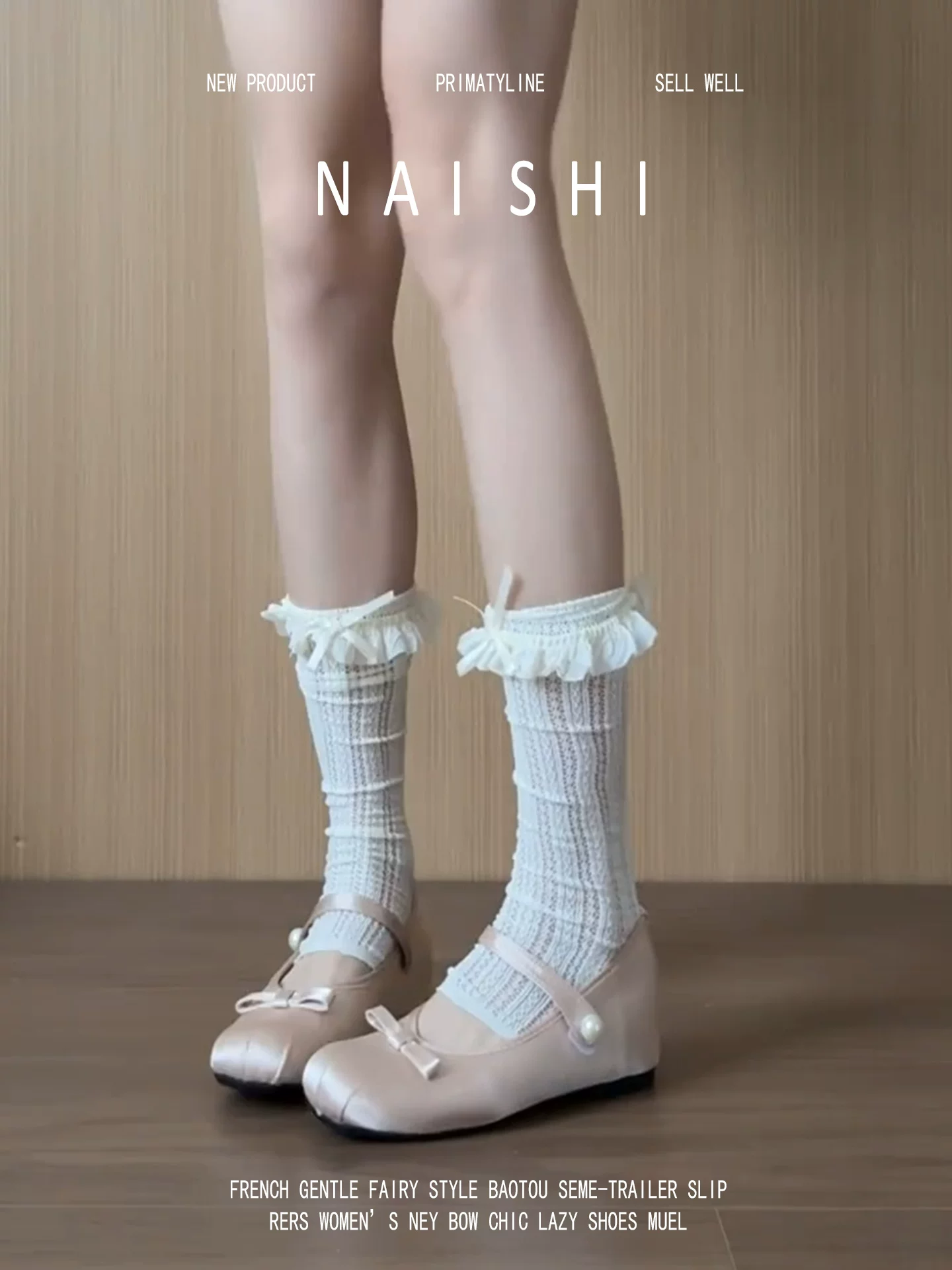 Phiên bản da cừu! Giày Mary Jane bằng satin Pháp dành cho nữ, có một khóa và nơ, phối cùng váy, giày bệt có đế nâng chiều cao.