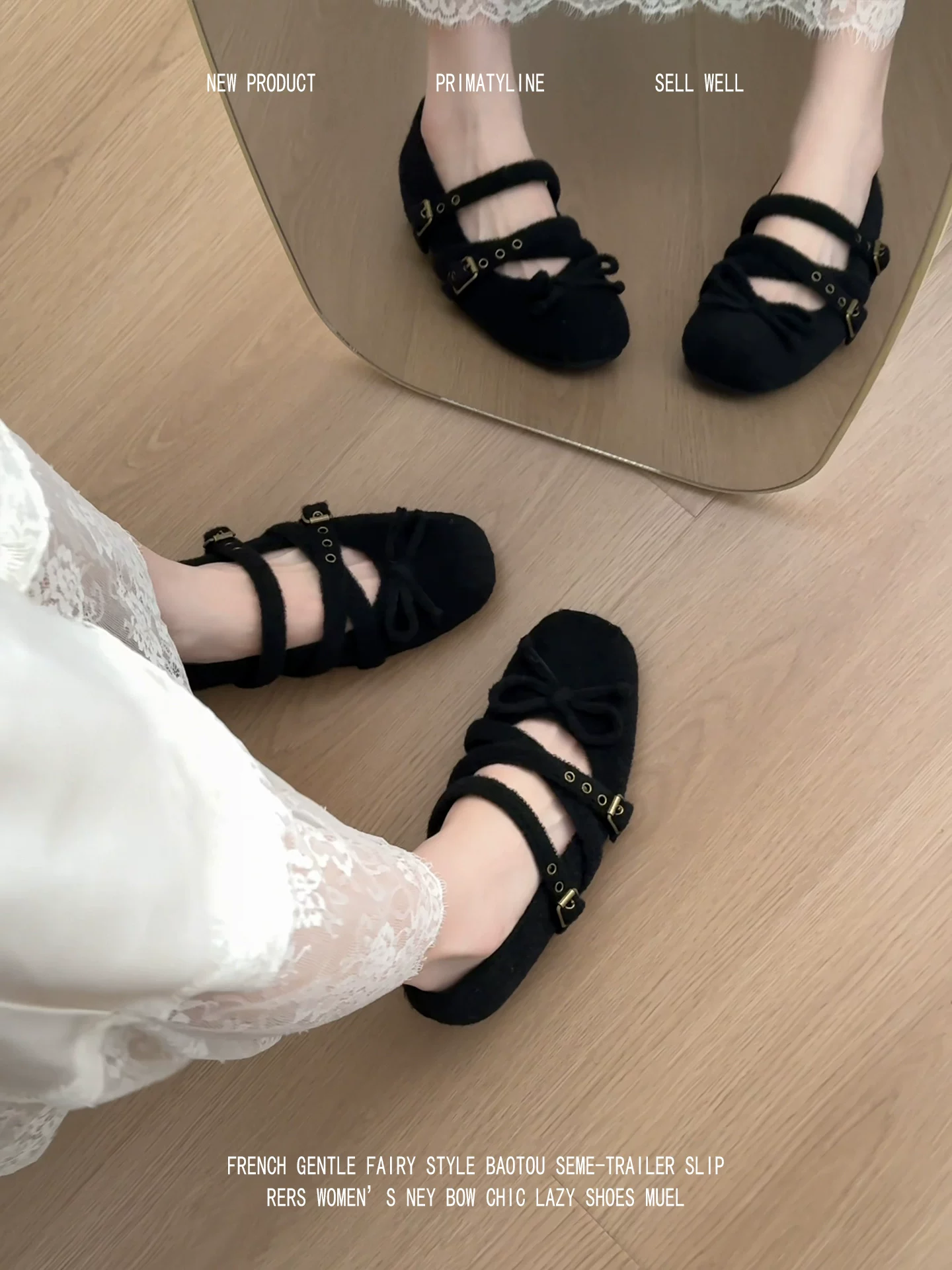 Phiên bản da cừu! Giày Mary Jane múa ba lê kiểu Pháp có quai chéo, nơ, lót lông, tăng chiều cao, giày cotton ấm áp.