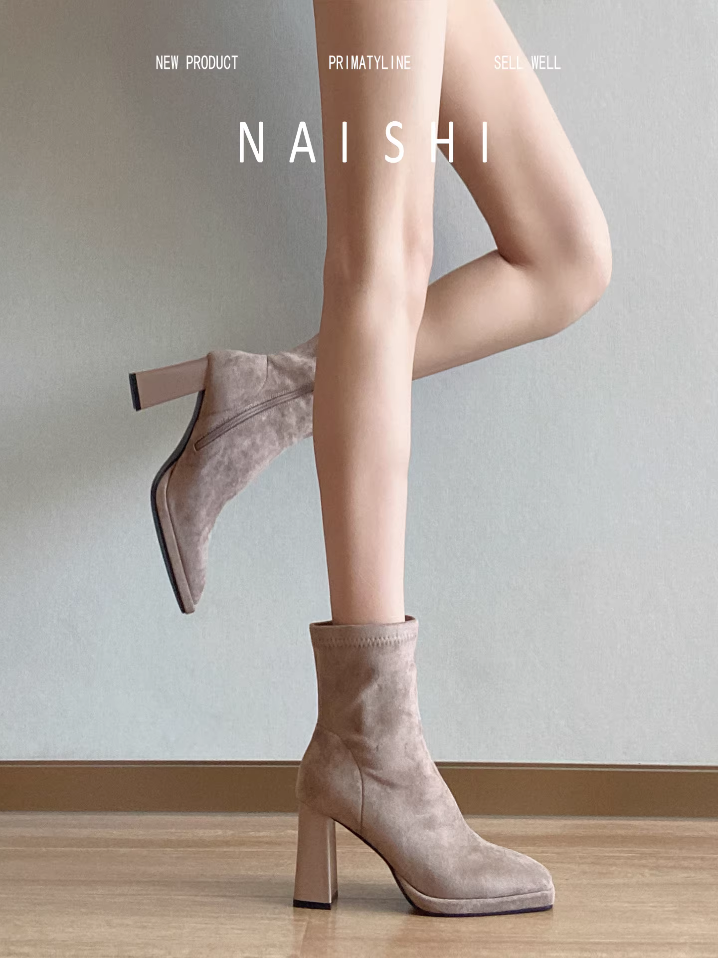 Phiên bản da cừu! Giày bốt cao gót bằng da lộn mũi vuông kiểu cổ điển dành cho nữ có khóa kéo bên hông, gót dày, giày cao gót, giày bốt ngắn đi làm kiểu Pháp.