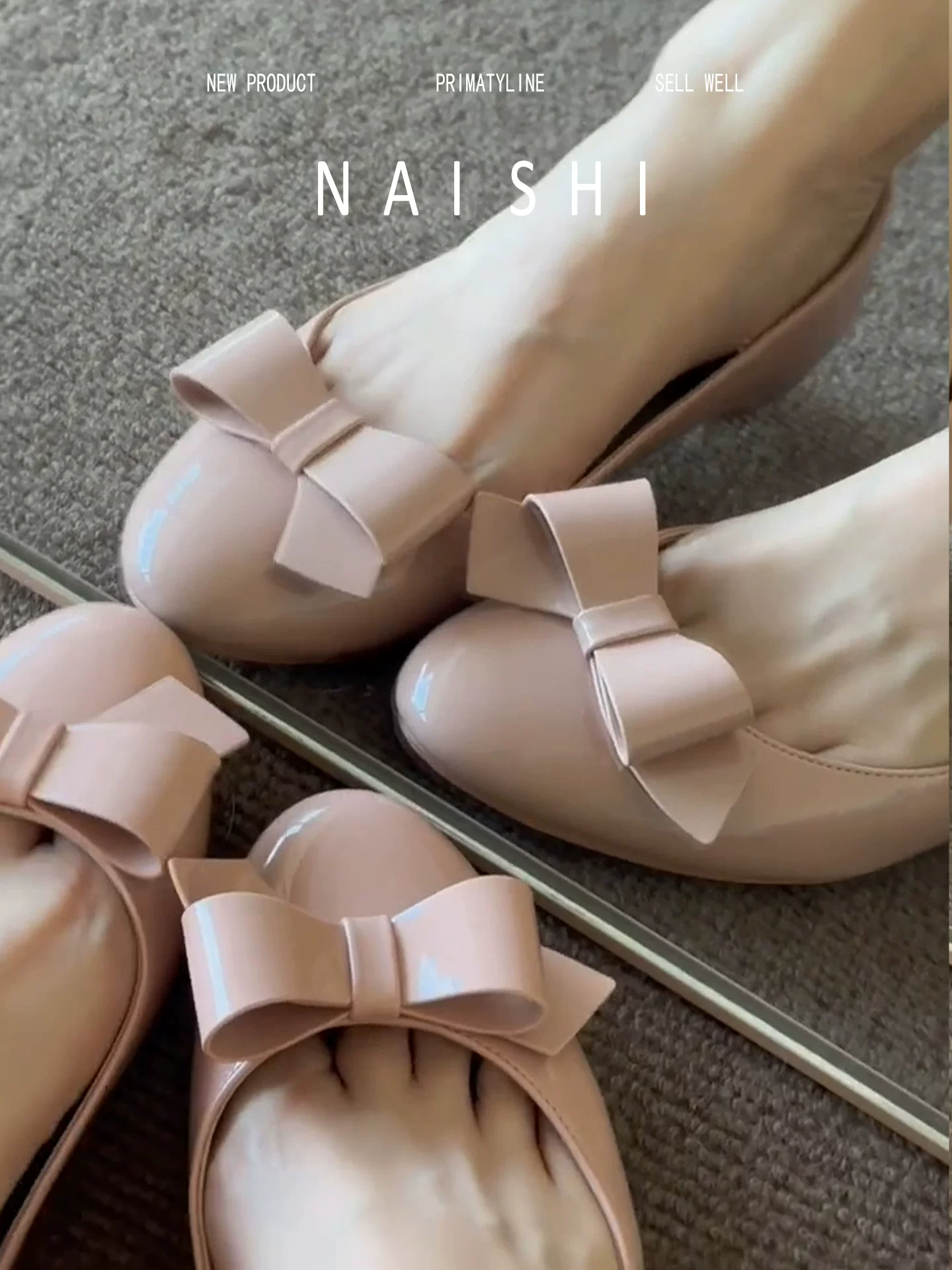 Phiên bản da cừu! Giày lười màu nude nhẹ nhàng kiểu Pháp có gót nêm nơ, miệng giày nông, thích hợp để phối với váy, giày dạ hội.