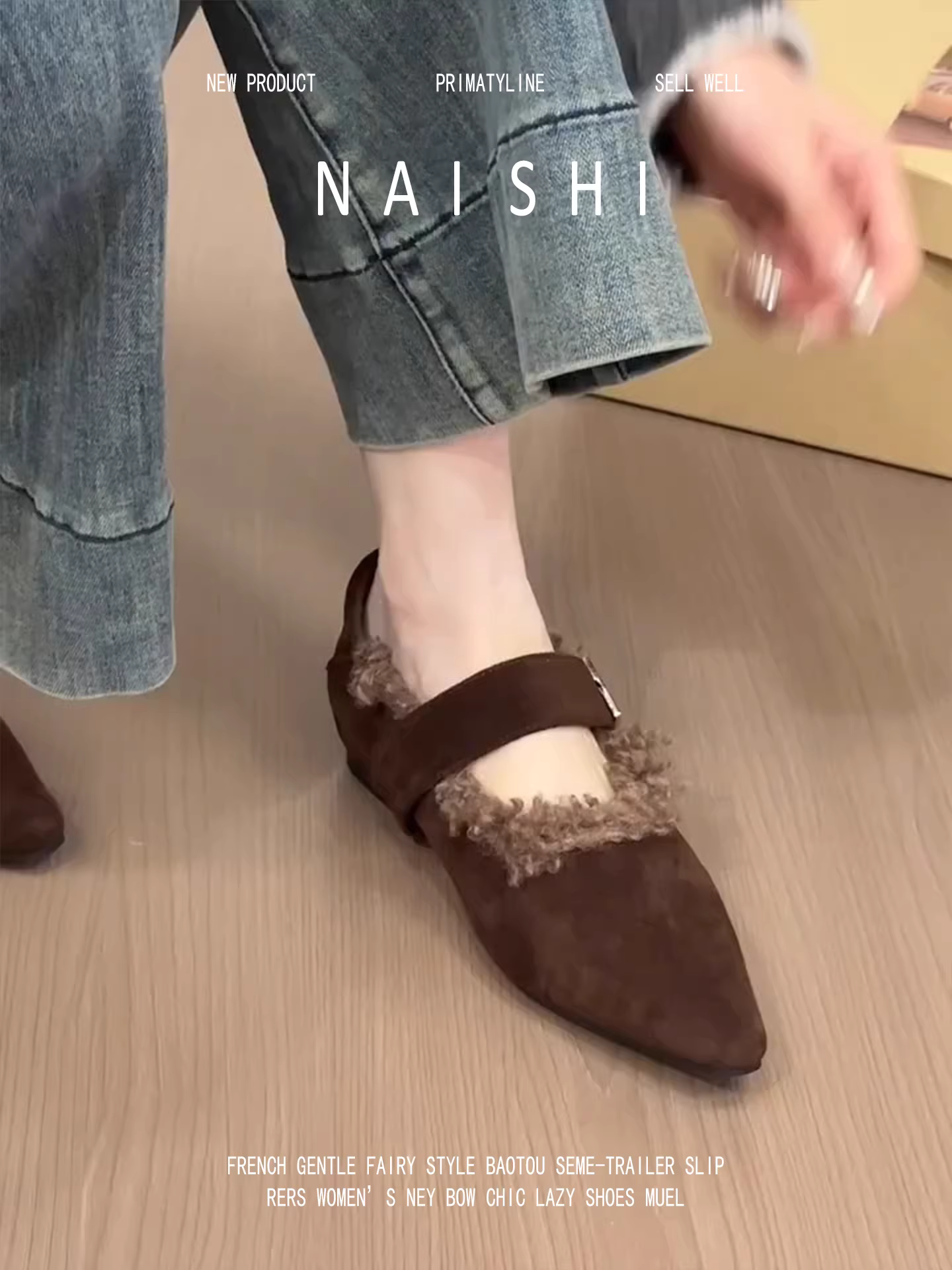 Phiên bản da cừu! Giày Mary Jane cổ điển dành cho nữ với một dây đeo, gót giấu, mũi nhọn, lót lông cừu, giày lười lông ấm áp.