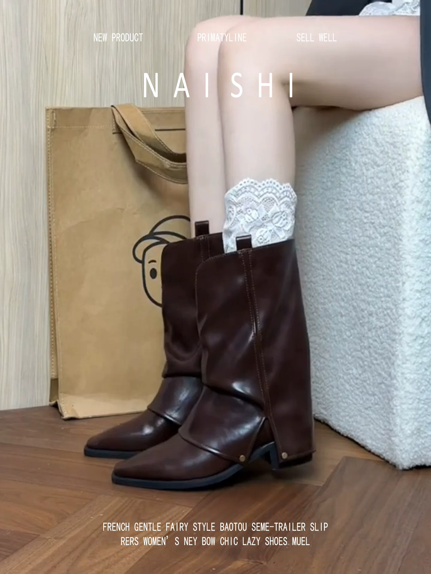 Phiên bản da cừu! Giày bốt Martin màu nâu cổ điển, mũi nhọn, gót dày, kiểu bốt ngắn kiểu miền Tây, bốt ống đứng kiểu Melard V-cut.