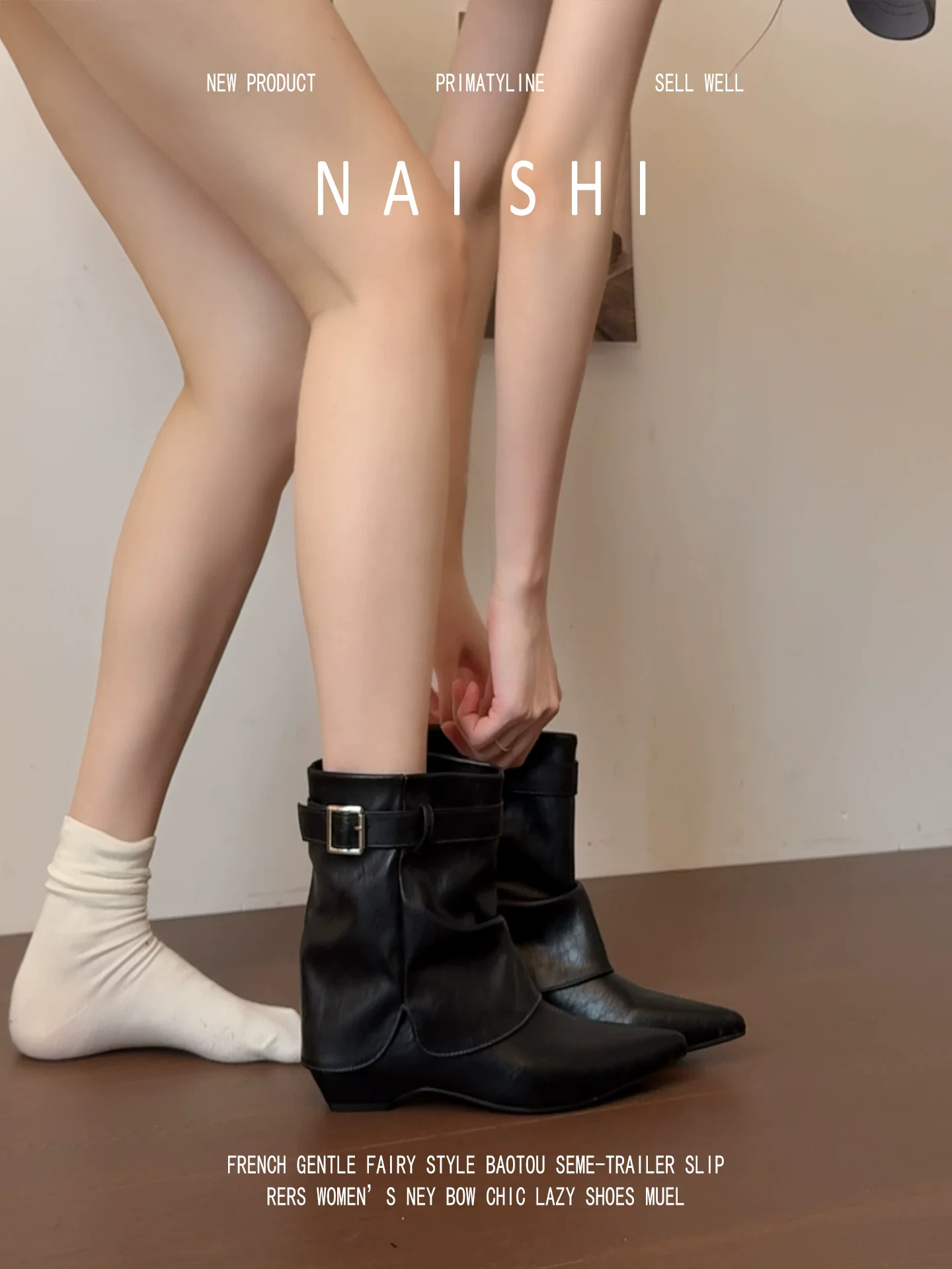 Phiên bản da cừu! Giày bốt cổ ngắn mũi nhọn kiểu retro dành cho nữ, gót dày, kiểu bốt cưỡi ngựa xếp lớp, bốt Martin đa năng, bốt quần có khóa thắt lưng.