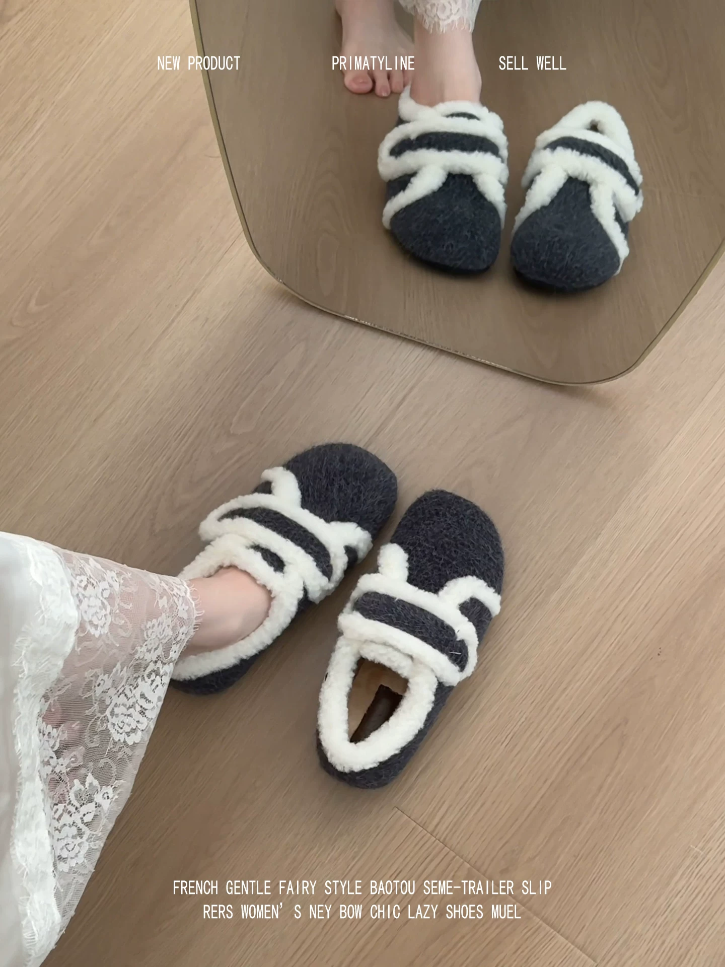Phiên bản da cừu! Giày Birkenstock lót lông, giày cotton lông phối màu cổ điển, giày lười Mary Jane ấm áp, kiểu dáng giản dị.