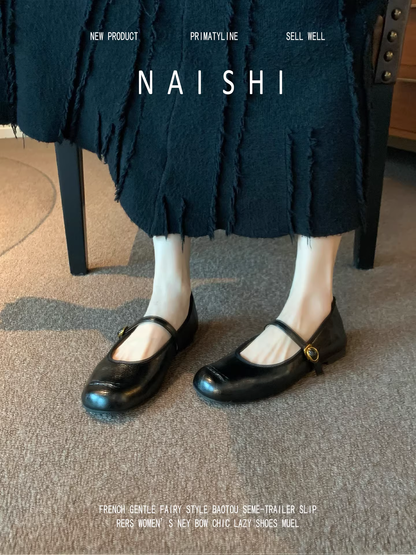 Phiên bản da cừu! Giày Mary Jane mũi tròn cổ điển dành cho nữ, giày đế bằng nông, giày da đen đa năng.