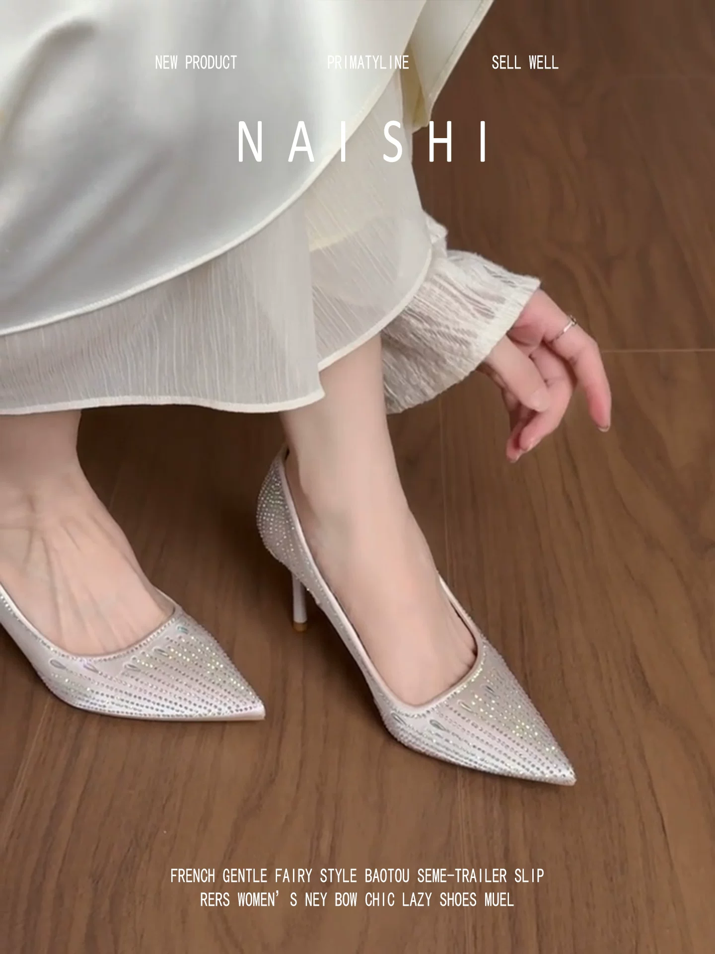 Phiên bản da cừu! Váy cưới Xiuhe, giày cô dâu hai dây, giày cao gót mũi nhọn đính đá, giày cao gót mũi nhọn đế thấp, giày phù dâu.