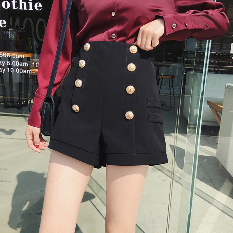 Quần short blazer dáng chữ A cạp cao phong cách Hàn Quốc mùa xuân 2023, quần ống rộng dáng rộng cho nữ cỡ lớn.