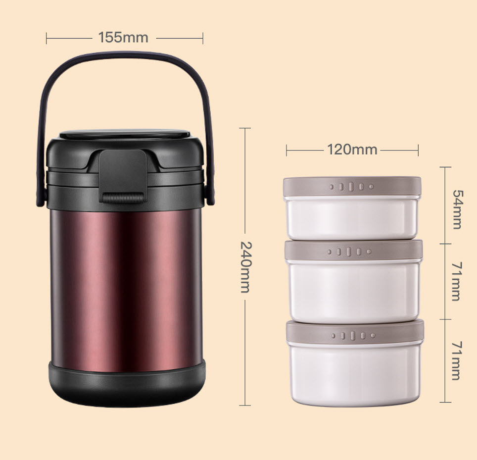 Hộp cơm giữ nhiệt 2.3L inox y tế 316 OEM BF3100