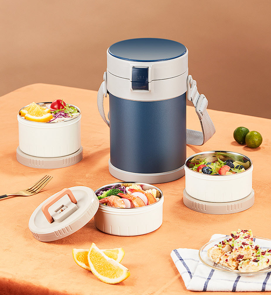 Hộp cơm giữ nhiệt 2-4 ngăn inox y tế 316 OEM SJ94