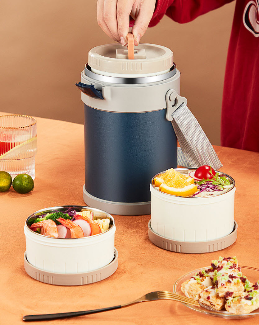 Hộp cơm giữ nhiệt 2-4 ngăn inox y tế 316 OEM SJ94