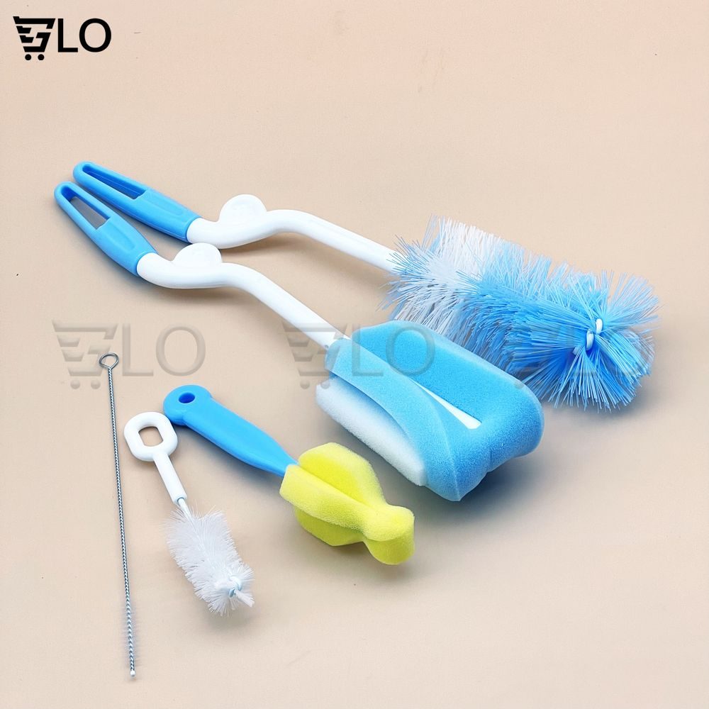 Bộ Dụng Cụ Cọ Rửa Bình Sữa 5 Món Làm Sạch 360 Độ