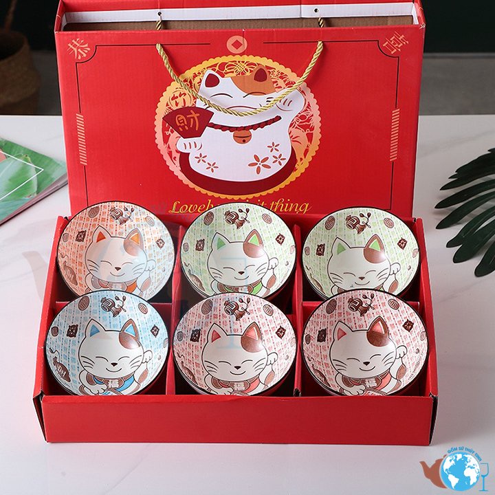 Bộ 6 Chén Kiểu Hoa Văn Cao Cấp Bohemia Và 6 Đôi Đũa Kèm Hộp Làm Quà Tặng Sang Trọng