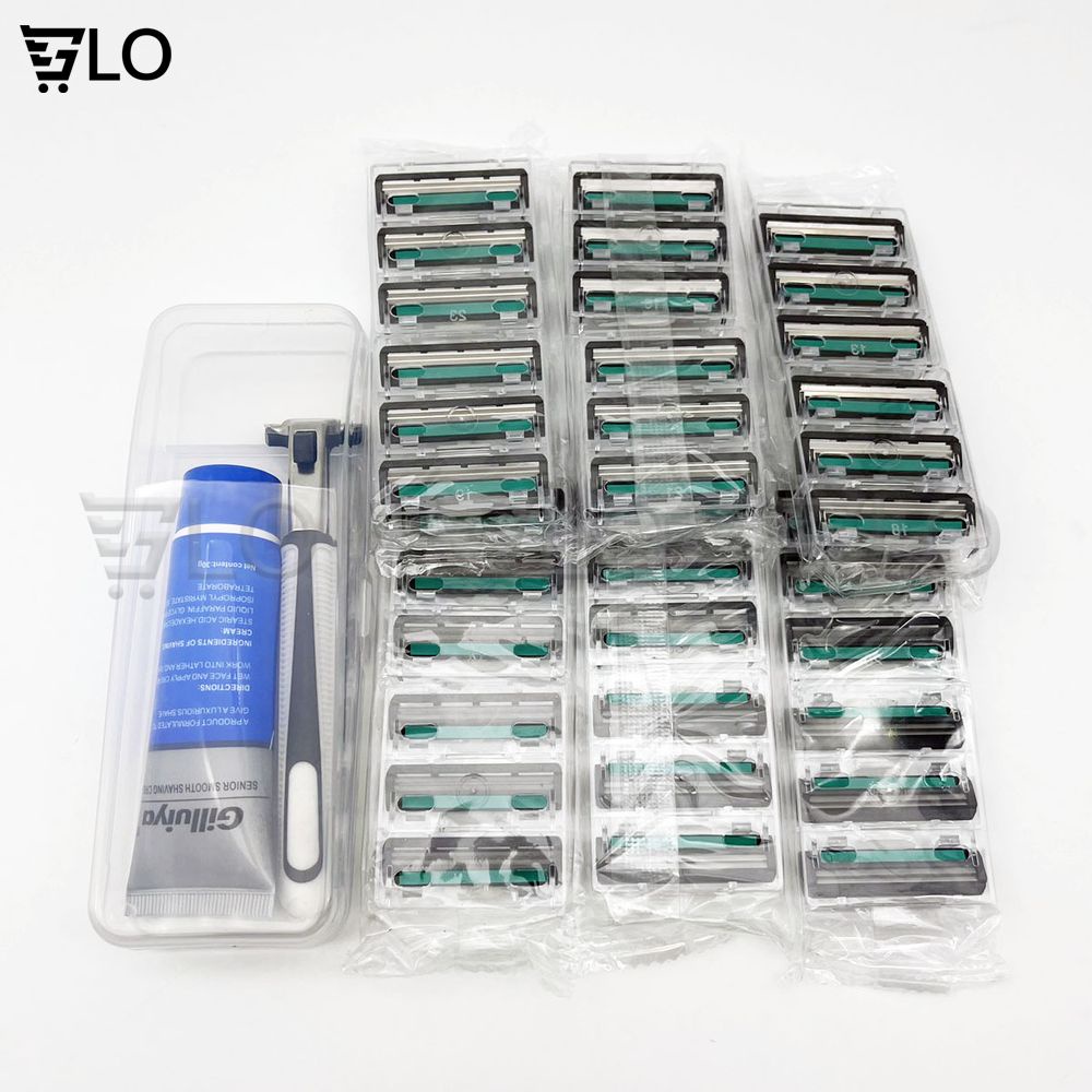 Dao Cạo Râu 2 Lưỡi Thế Hệ Mới Kèm 30 Đầu Thay Tiện Lợi(Tặng Kèm Tuýp Kem Cạo Râu)