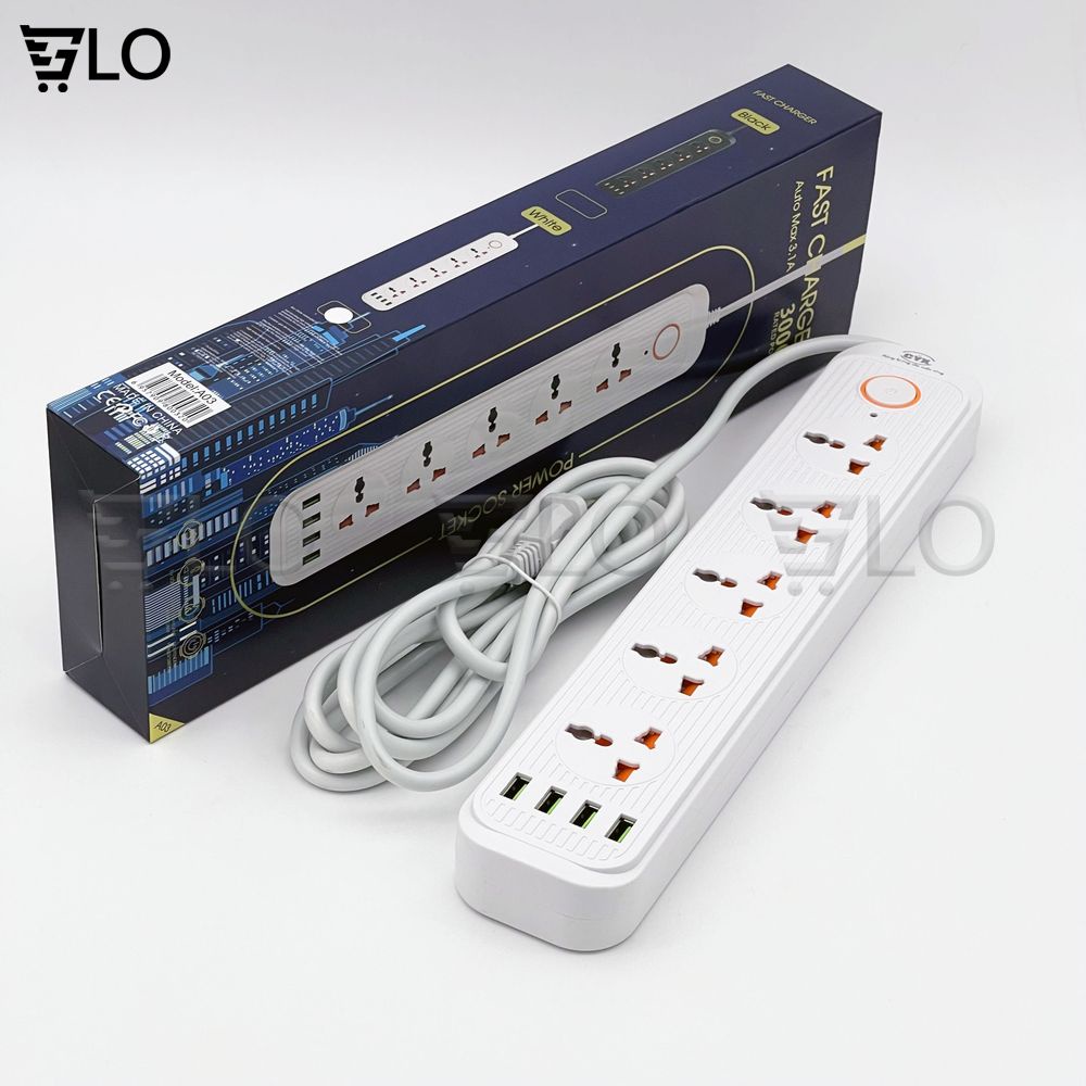 Ổ Cắm Điện CYX A01 A02 A03 Tích Hợp 4 Cổng USB Sạc Nhanh, Đa Ổ Cắm, Dây Dài 2m, Công Suất 3000w