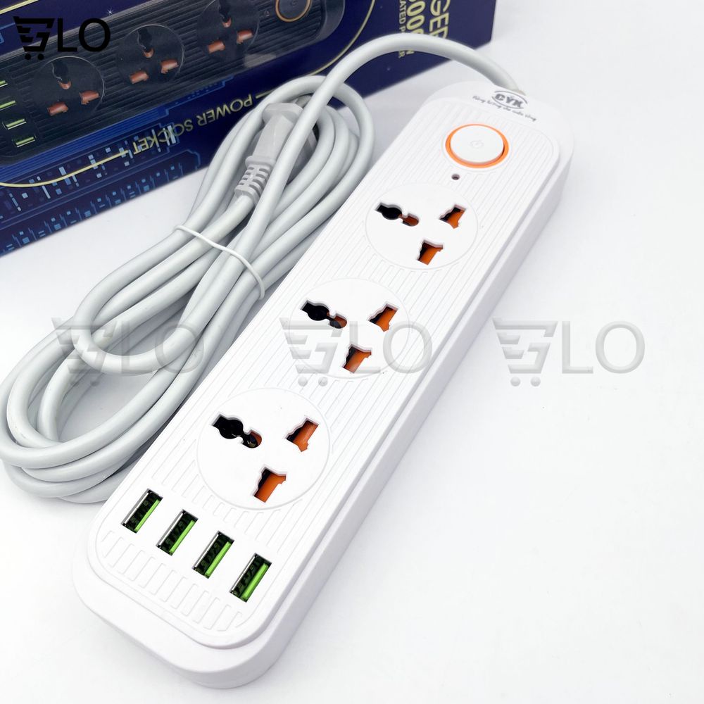 Ổ Cắm Điện CYX A01 A02 A03 Tích Hợp 4 Cổng USB Sạc Nhanh, Đa Ổ Cắm, Dây Dài 2m, Công Suất 3000w