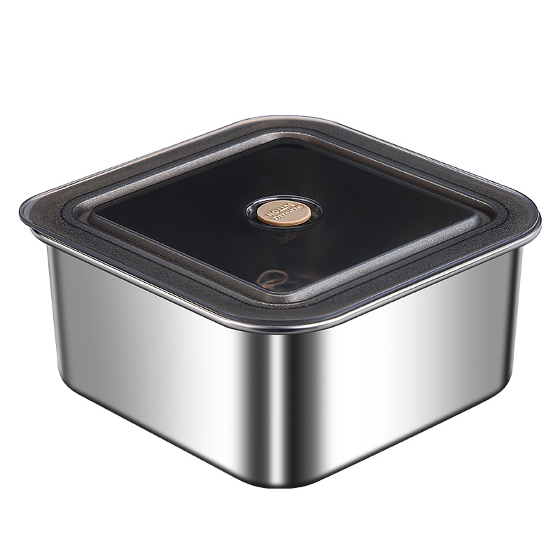 Hộp đựng thực phẩm inox 304 mẫu vuông BXH16 nắp PP chống tràn