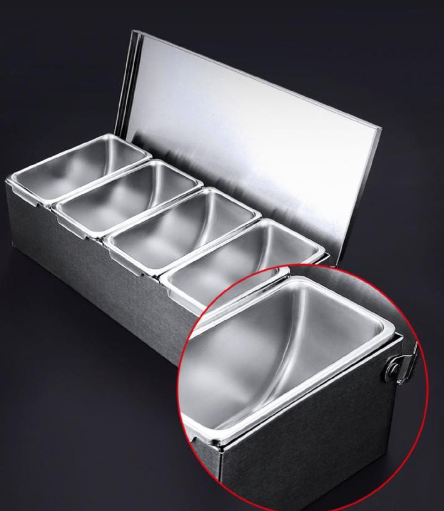 Khay đựng gia vị nhiều ngăn có nắp đậy bảo quản inox 304 BXH17