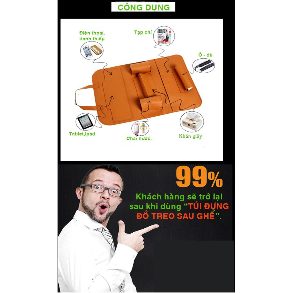 Túi đựng đồ treo sau ghế ô tô, xe hơi làm bằng vải nỉ cao cấp