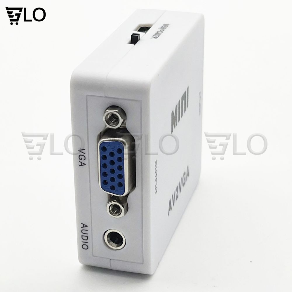 Box Chuyển AV Ra VGA Mini, Bộ Adapter AV2VGA Chuyển Đổi AV Sang VGA
