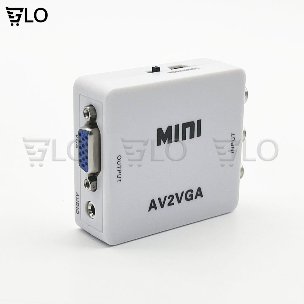 Box Chuyển AV Ra VGA Mini, Bộ Adapter AV2VGA Chuyển Đổi AV Sang VGA