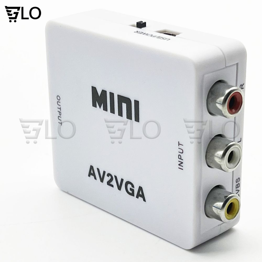 Box Chuyển AV Ra VGA Mini, Bộ Adapter AV2VGA Chuyển Đổi AV Sang VGA