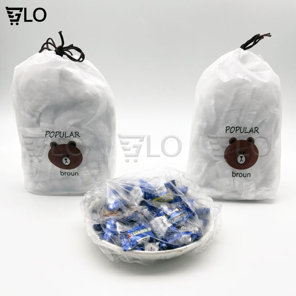 Combo 100 Cái Màng Bọc Thực Phẩm Chun Buộc Co Giãn Hình Gấu, Có Thể Tái Sử Dụng