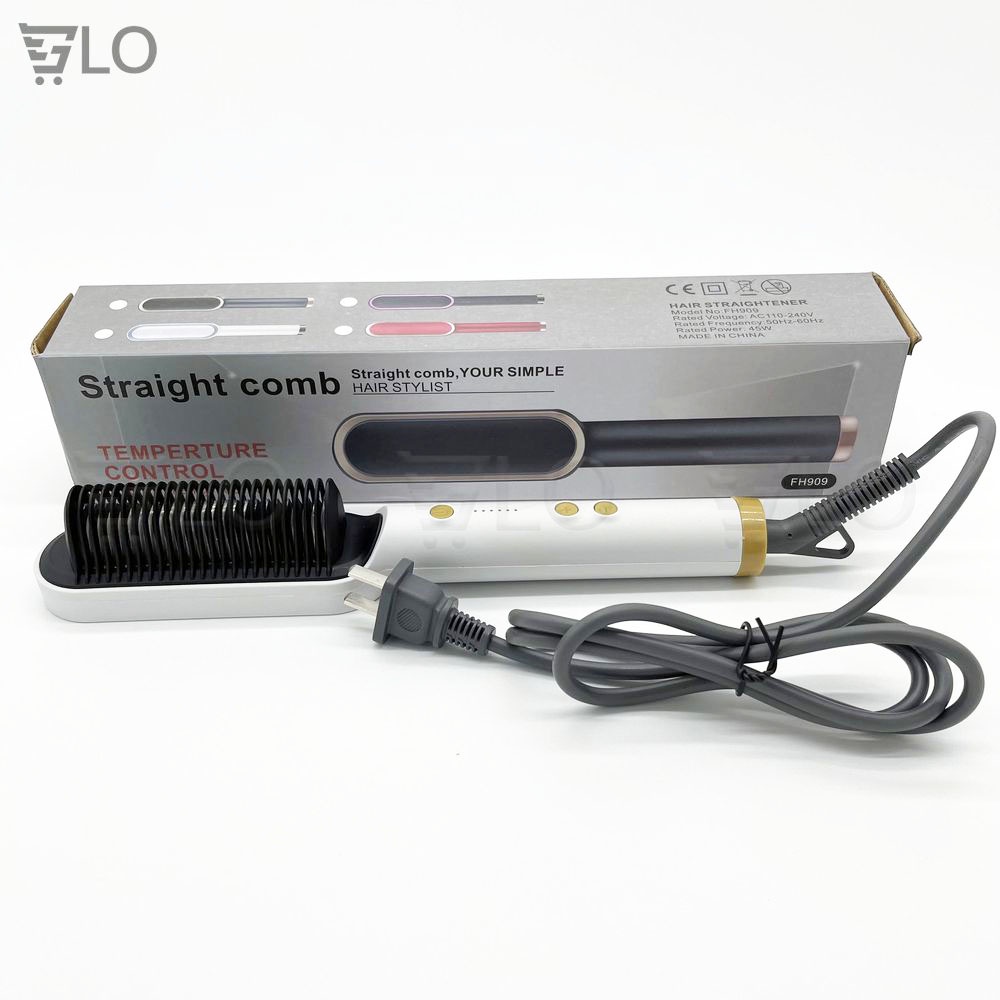 Lược Điện Chải Tóc Tạo Kiểu Uốn Thẳng 3 In 1 Đa Năng Cao Cấp Chuyên Nghiệp Dành Cho Salon 6 Mức Nhiệt